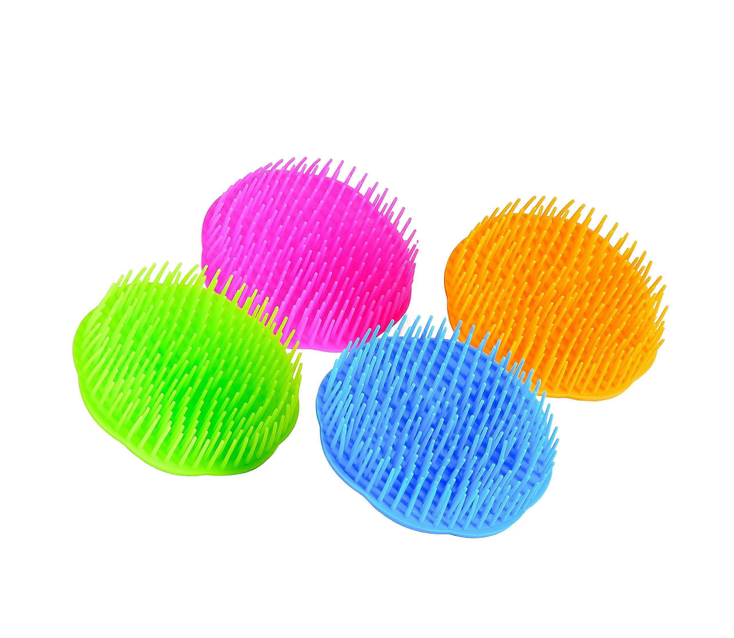 Scalp Massage Tool Shampoo Brush with Flexible Dandruff Peeling Design and Grass-Shaped Handle | 4-Pack Set