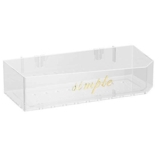 Storage Rack Hollow Design Wall Mounted Transparent Large Capacity Bathroom Shampoo Sundries Storage Shelf Household Supplies