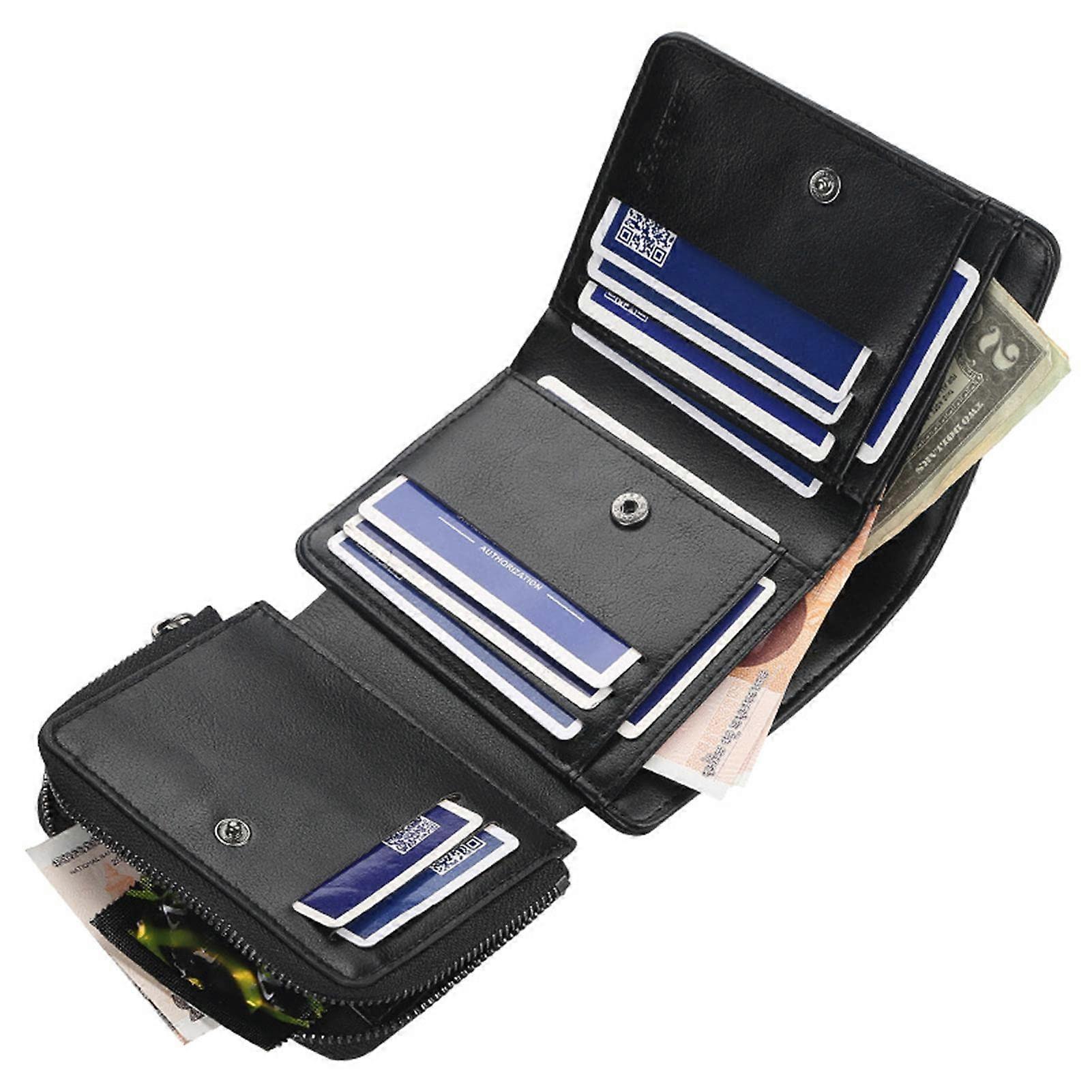 Triple wallets for men, Trifold Money Clip Wallet, Multi -Card Slot Business Zipper Wallet Card Card Social Security Card Card Credit Card Adj