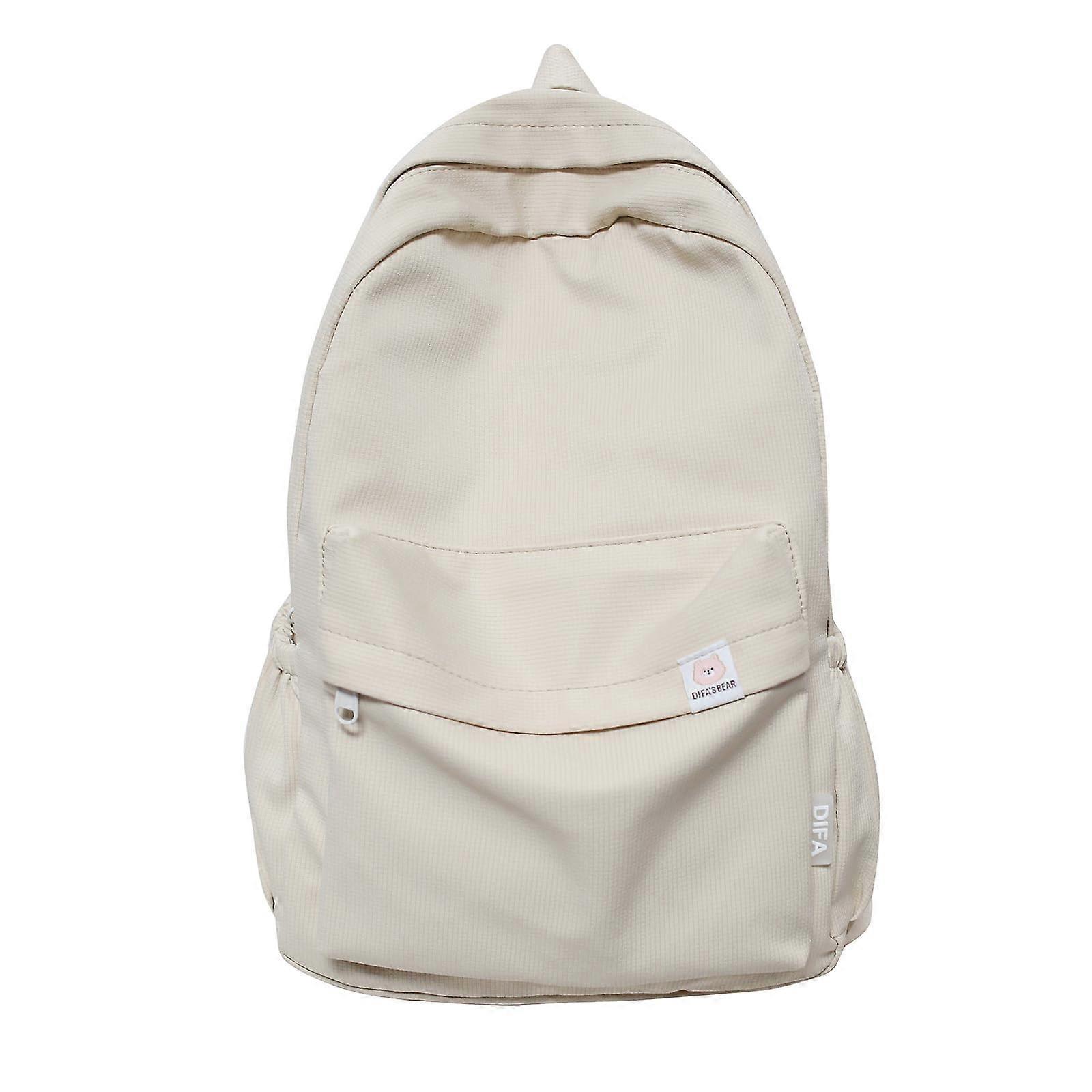 Cute Aesthetic Backpack Y2K Simple Solid Color Kawaii Backpacks Travel Laptop Backpack (White)