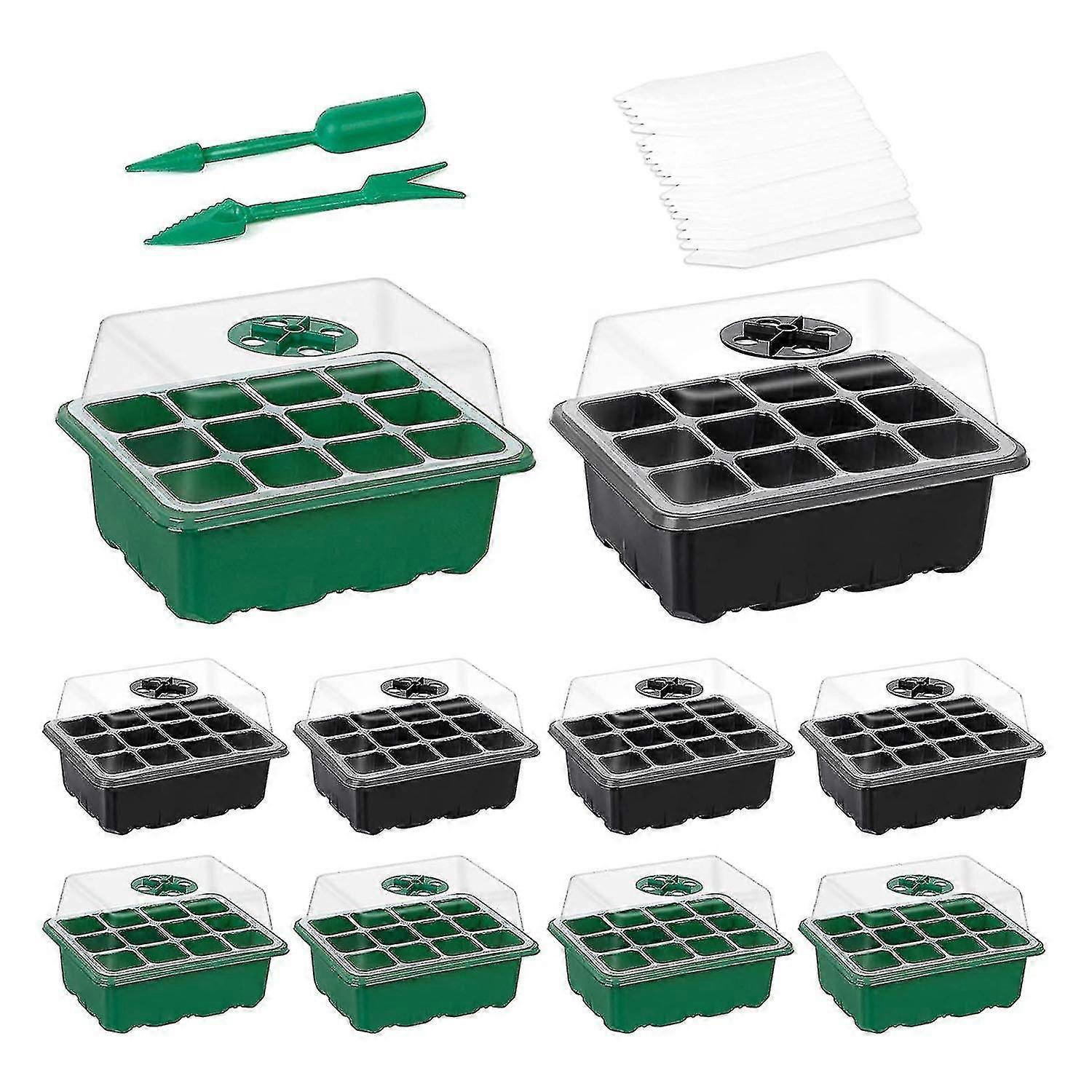 10 Packs Seed Starter Trays With Dome And Base Greenhouse Grow Trays