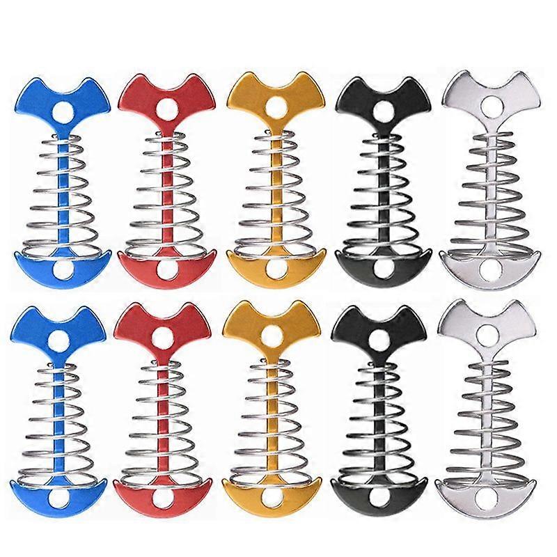 10Pcs Adjustable Plank Floor Spring Anchor Tent Pegs Buckle Outdoor Awning Deck Fixed Nails Camping Tent Hooks