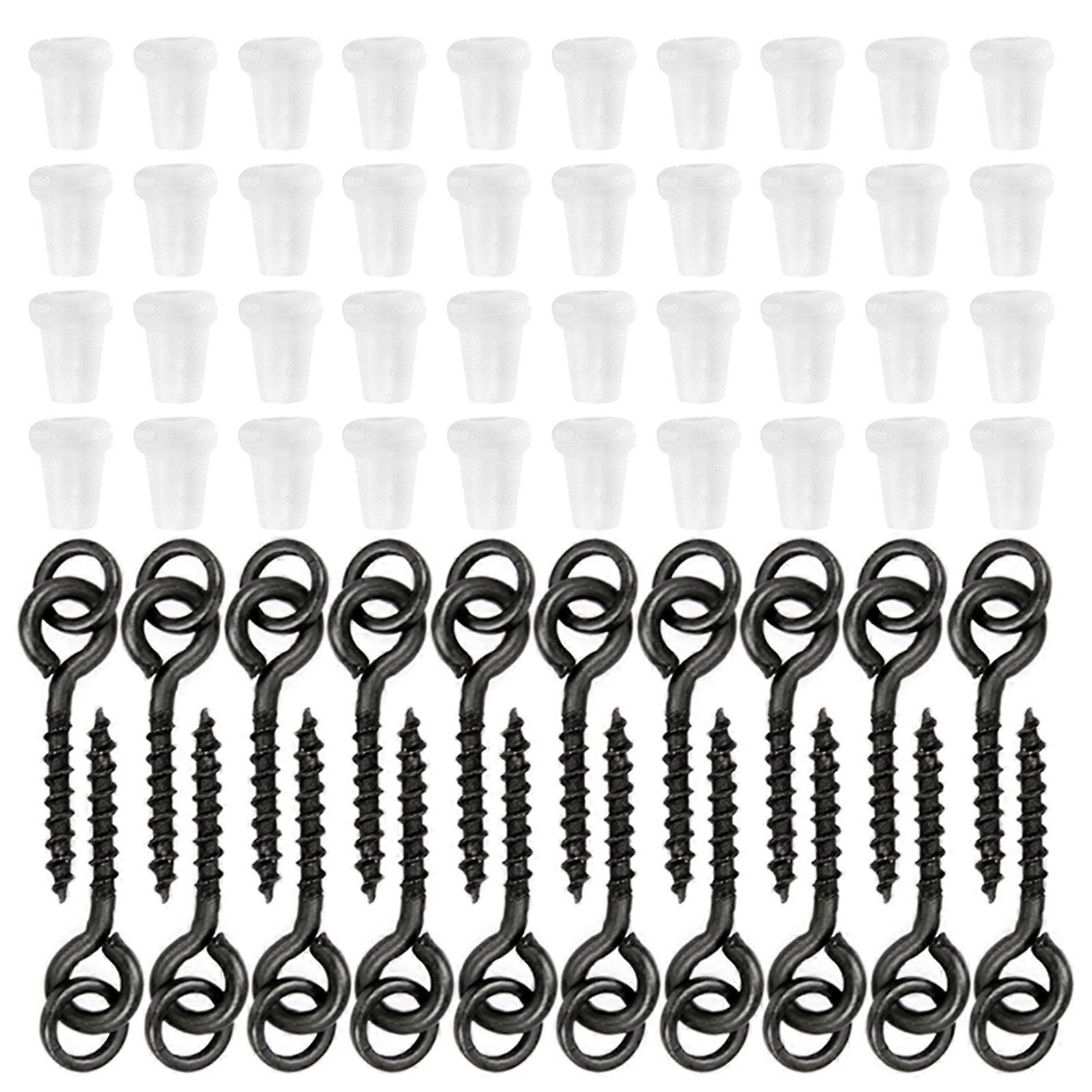 20pcs Threaded Boilie Bait Screws 40pcs Fishing Hook Stop Hook Boilies Stopper Fishing Hook Block Beads Carp Fishing Terminal Tackle