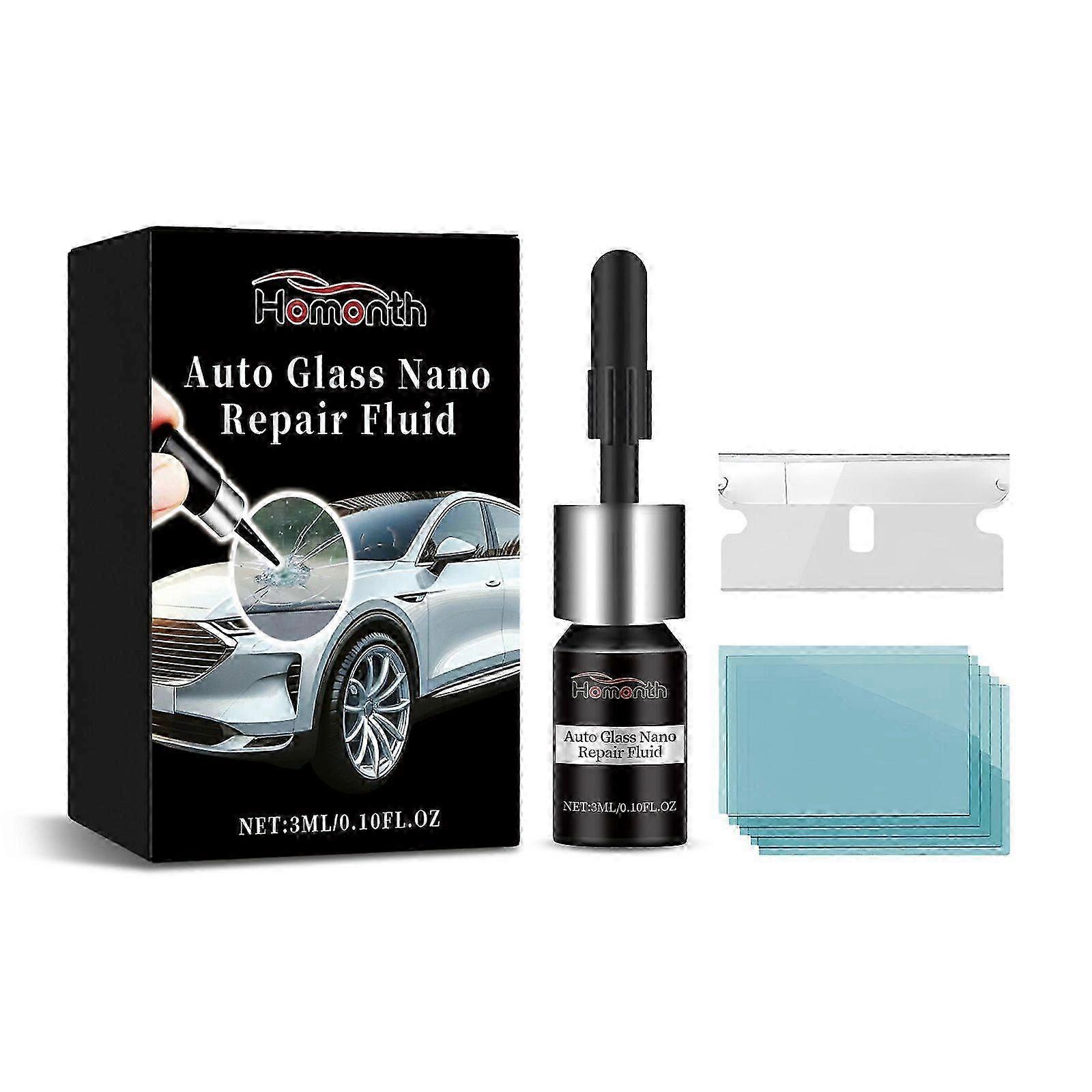 Ensemble de liquide de réparation nano de verre automobile, liquide de réparation de fissure de pare-brise Clear Vision