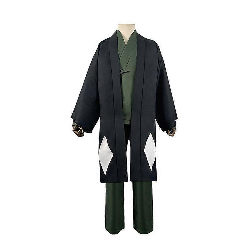 Kisuke Urahara Cosplay Costume Ensemble Costume Tenue Cosplay Ensemble de kimono vert classique avec motif noir Haori et diamant avec accessoires détaillés pour E