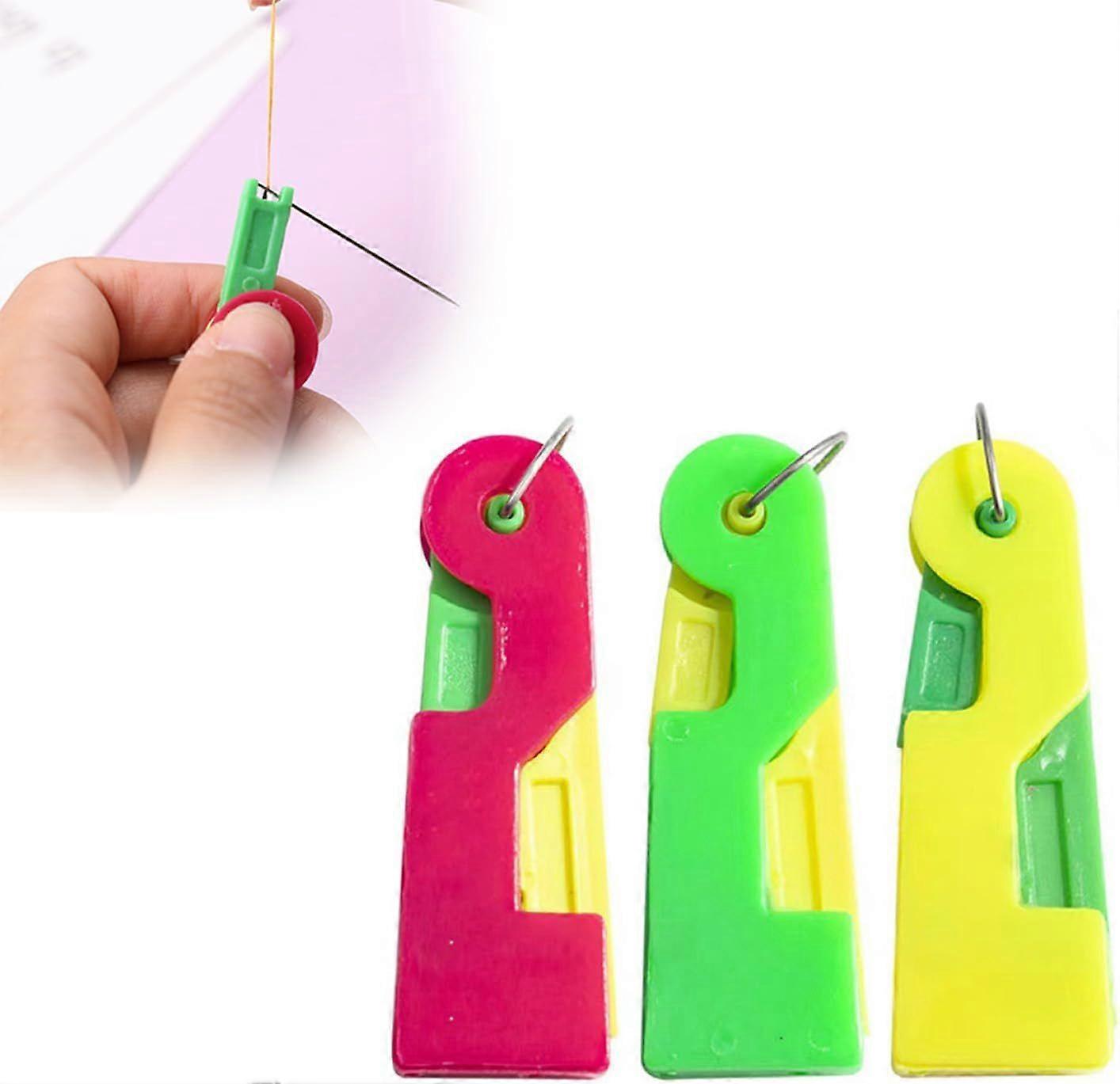 Random color Automatic Needle Threader -  Plastic Quick-Loop Device for Hand Sewing Embroidery & Cross-Stitch Crafts Universal Compatibility Across Va