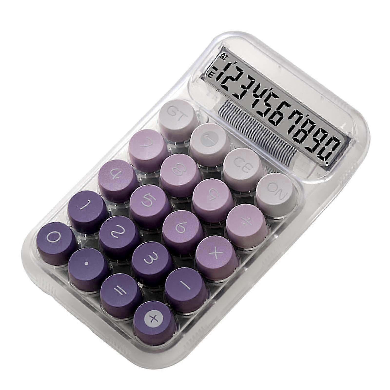 Mechanical Keyboard Calculator Clear Handheld,Easy to Read with LCD Display Desk Calculator for Daily and Basic Office School-color: Violet