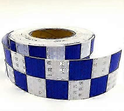 حزام أمان عاكس مقاوم للماء متقلب (أزرق أبيض 5 سم * 25 متر) ملصق تحذير من المخاطر مع رؤية عالية و RO عاكس لاصق قوي