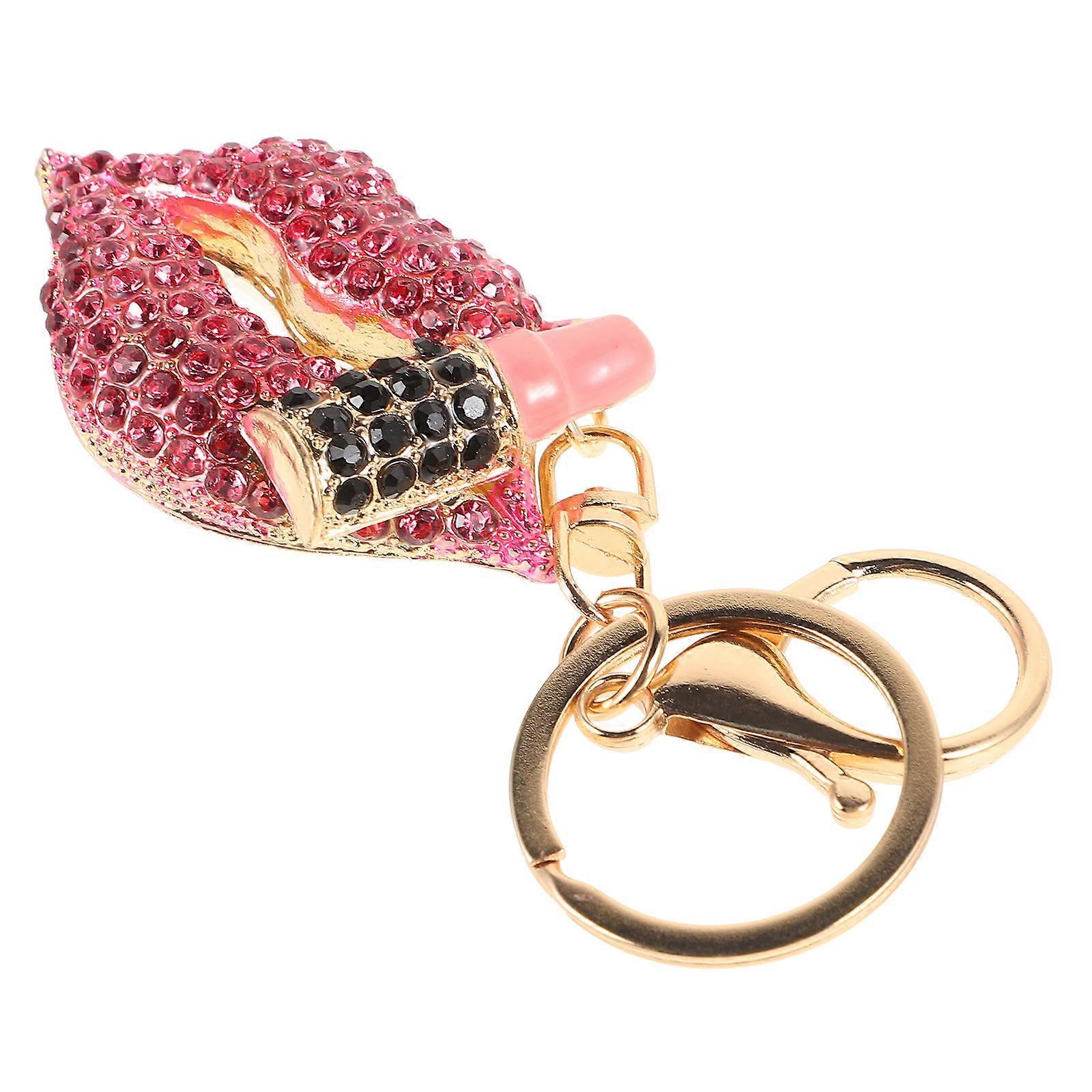 It sounds like you're referring to a product listing or description for a **cute rhinestone lip shaped keychain**. Here's a polished and appealing