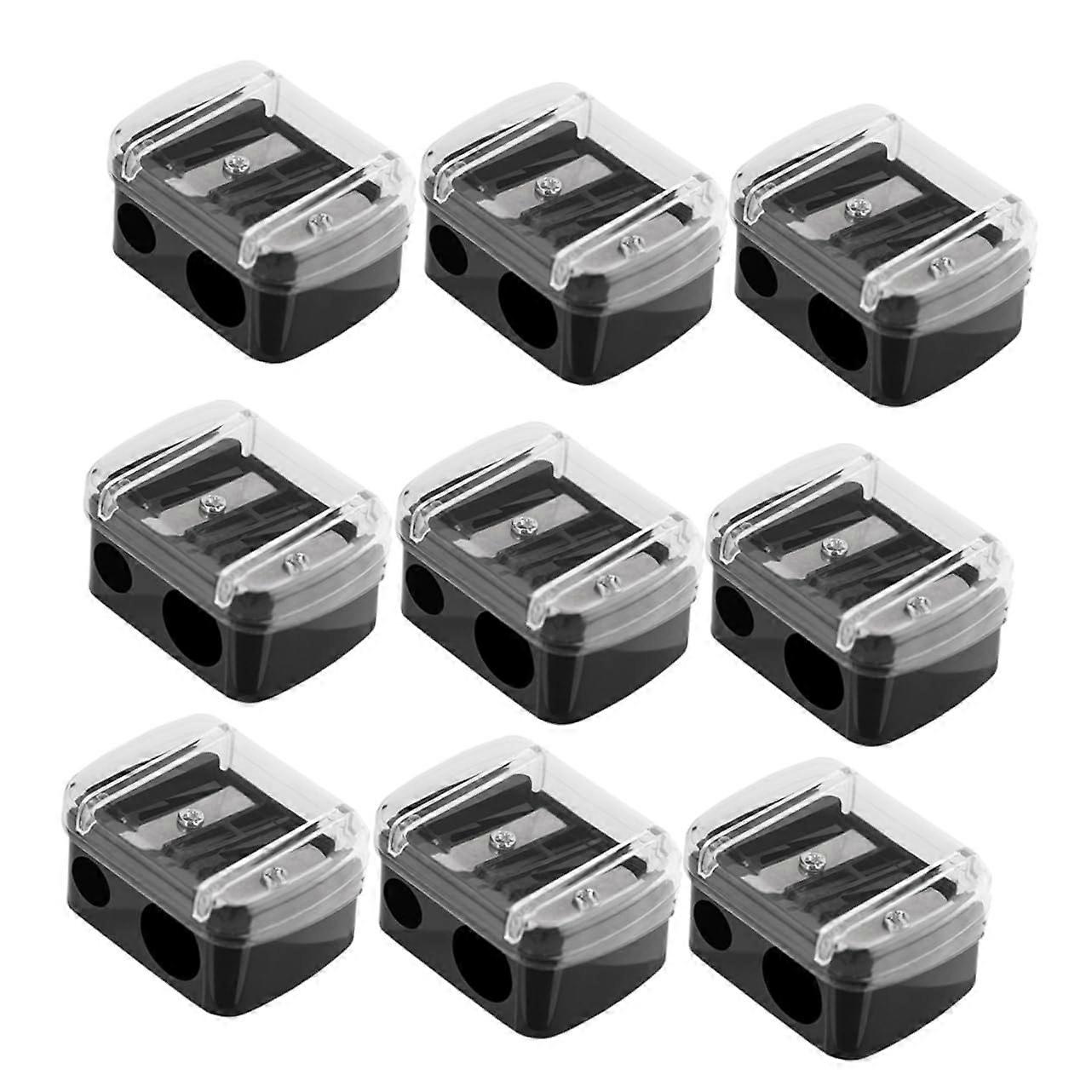 30pcs Makeup Pencil Sharpener Tool Black Eyebrow Pencil Sharpener Double Hole Mini for Lip Liner Eyeliner