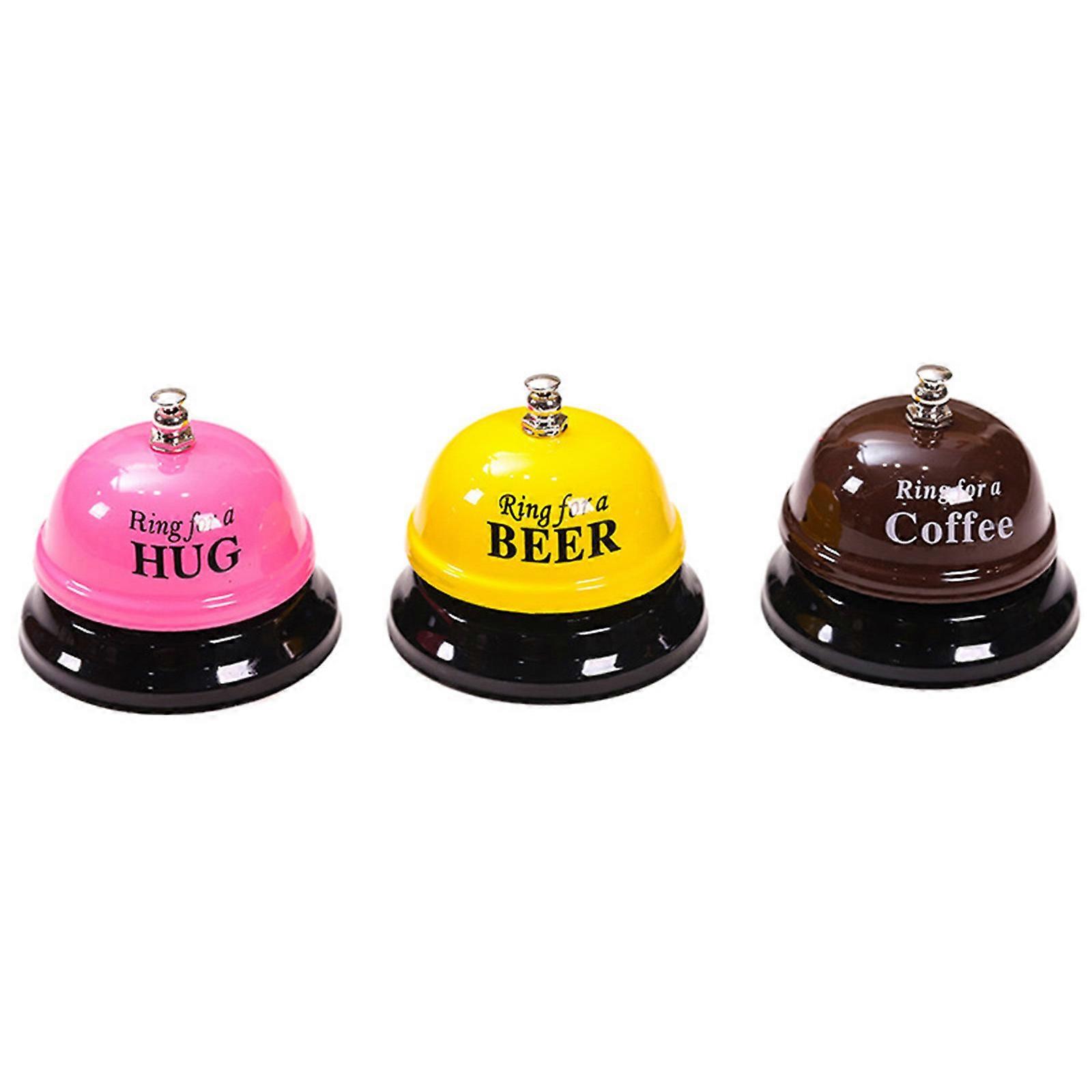 3PCS Elegant Desk Bells Set Reception Call Bells Service Bells Metal Material Tables Bells Reception Bells for School