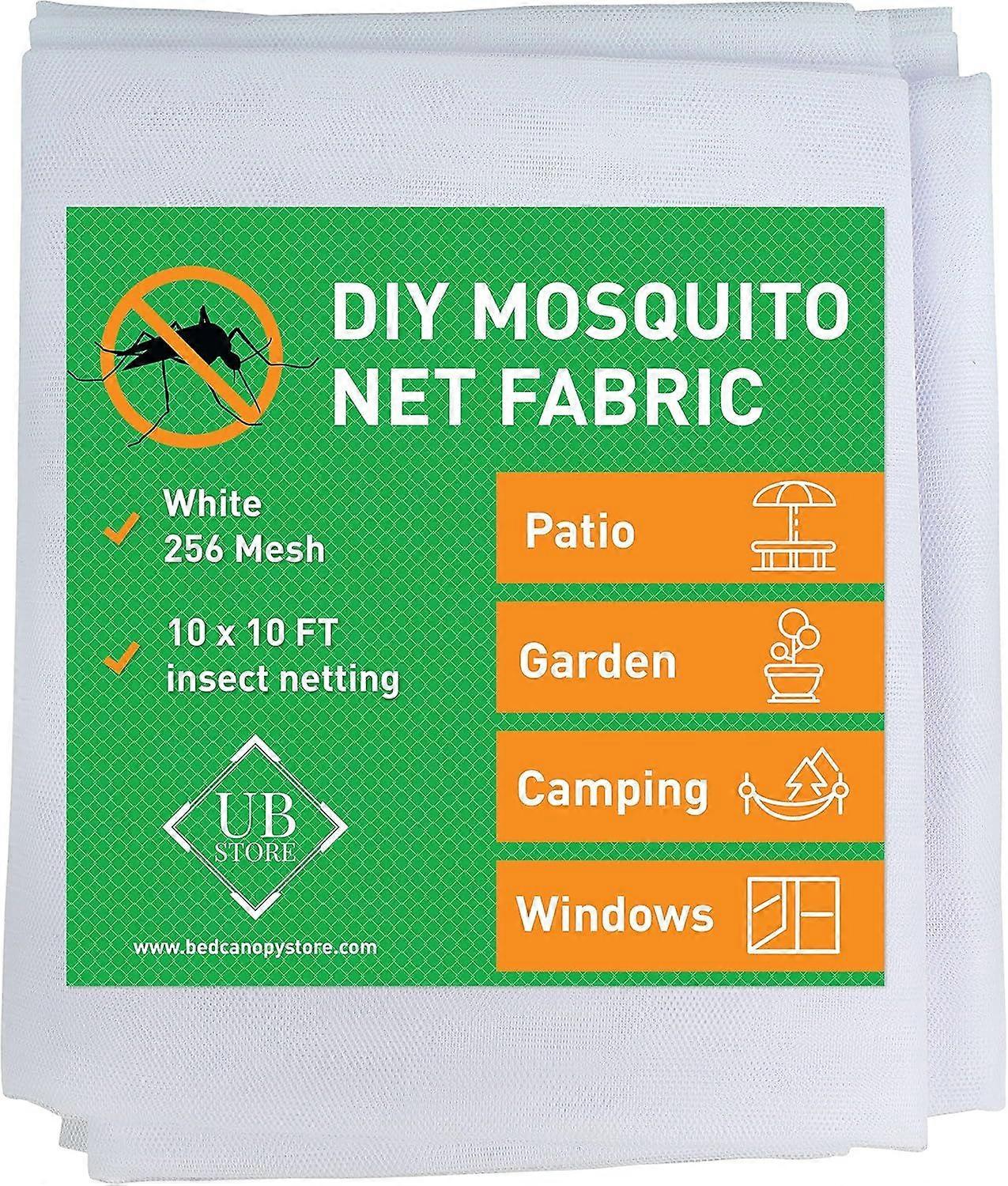White DIY Mosquito Net Fabric | 10x10 FT Netting | Insect Cover for Garden