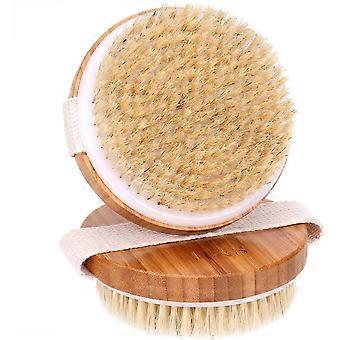 Round Body Brush for Exfoliating Skin, 2 Pcs  Natural Bristles Cellulite Shower