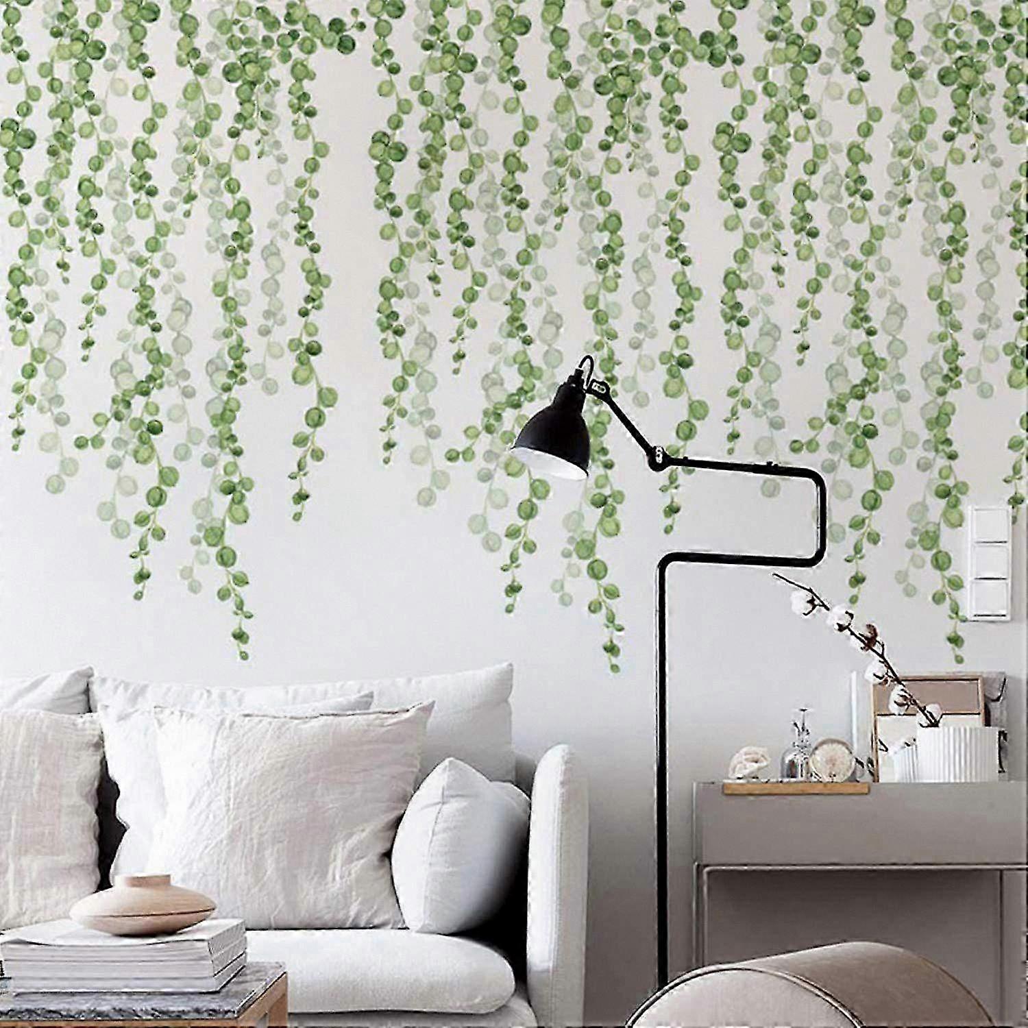 Tropical Green Leaf Wall Stickers - Removable Wall Decals for Decorating Family Living Rooms, Kids Bedrooms, Kitchen, and Office Spaces