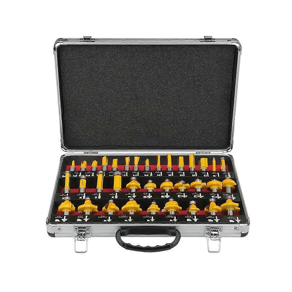 35-Piece Router Bit Set with 12 mm Shank, Alloy Steel for Hard and Soft Wood, Includes Flat Blade for Precision Cutting