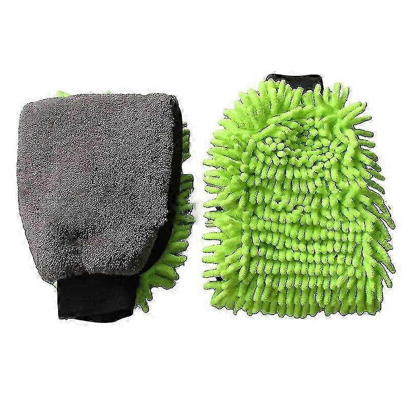 Premium Scratch-free Microfiber Wash Mitts in Green, Suitable for Various Brands (Set of 2)