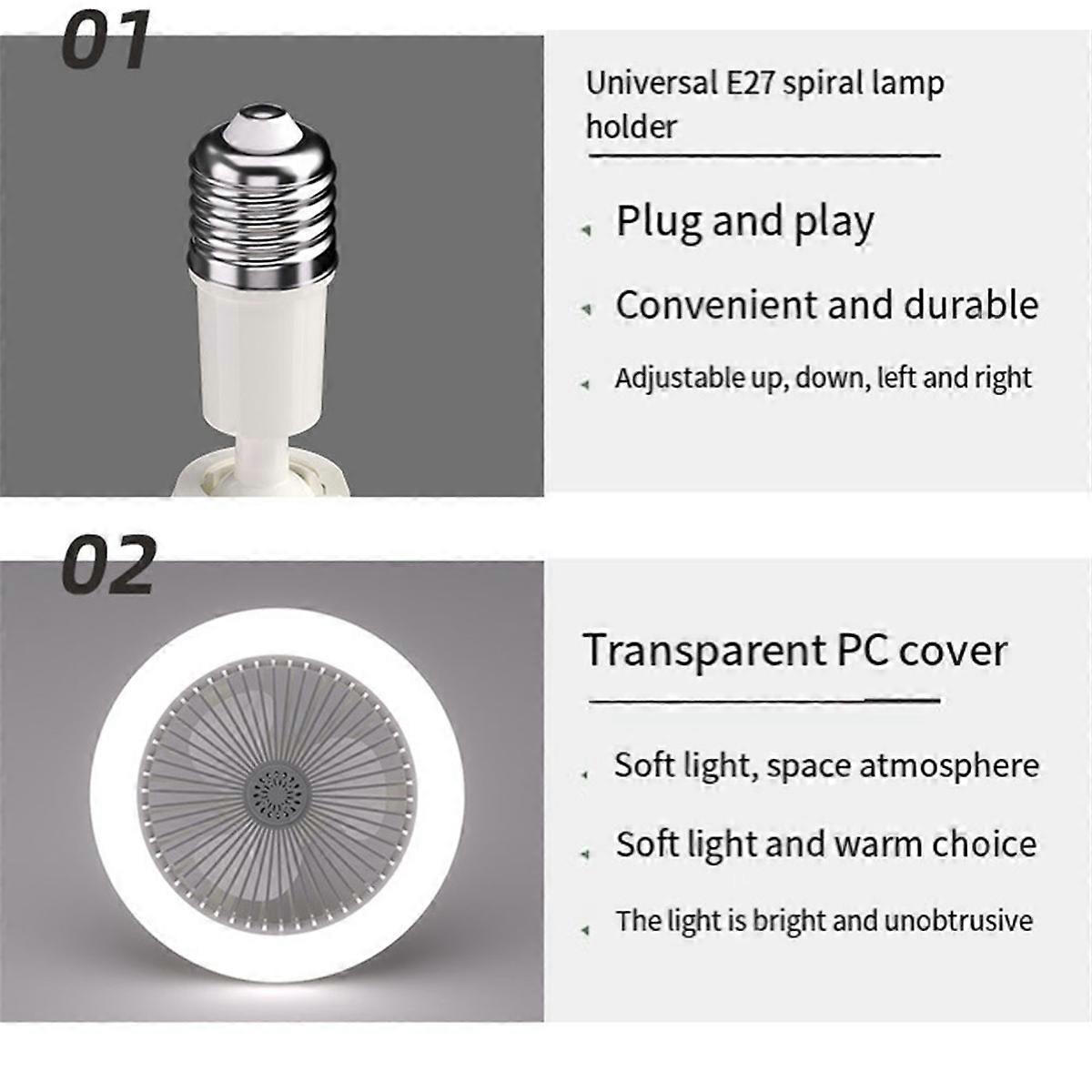 2PCS Ceiling Fans with Remote Control and Light Lamp Fan A
