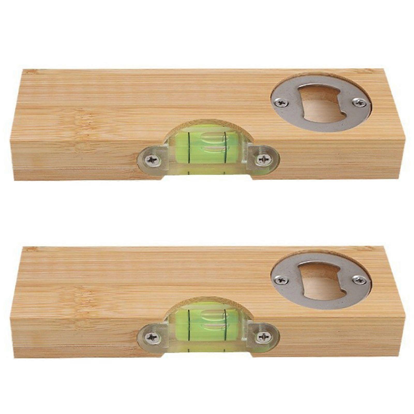 Wooden Bottle Opener with Built in Spirits Level 2 in 1 Wooden Level Portable Novelty Beer Opener for Bar Restaurant