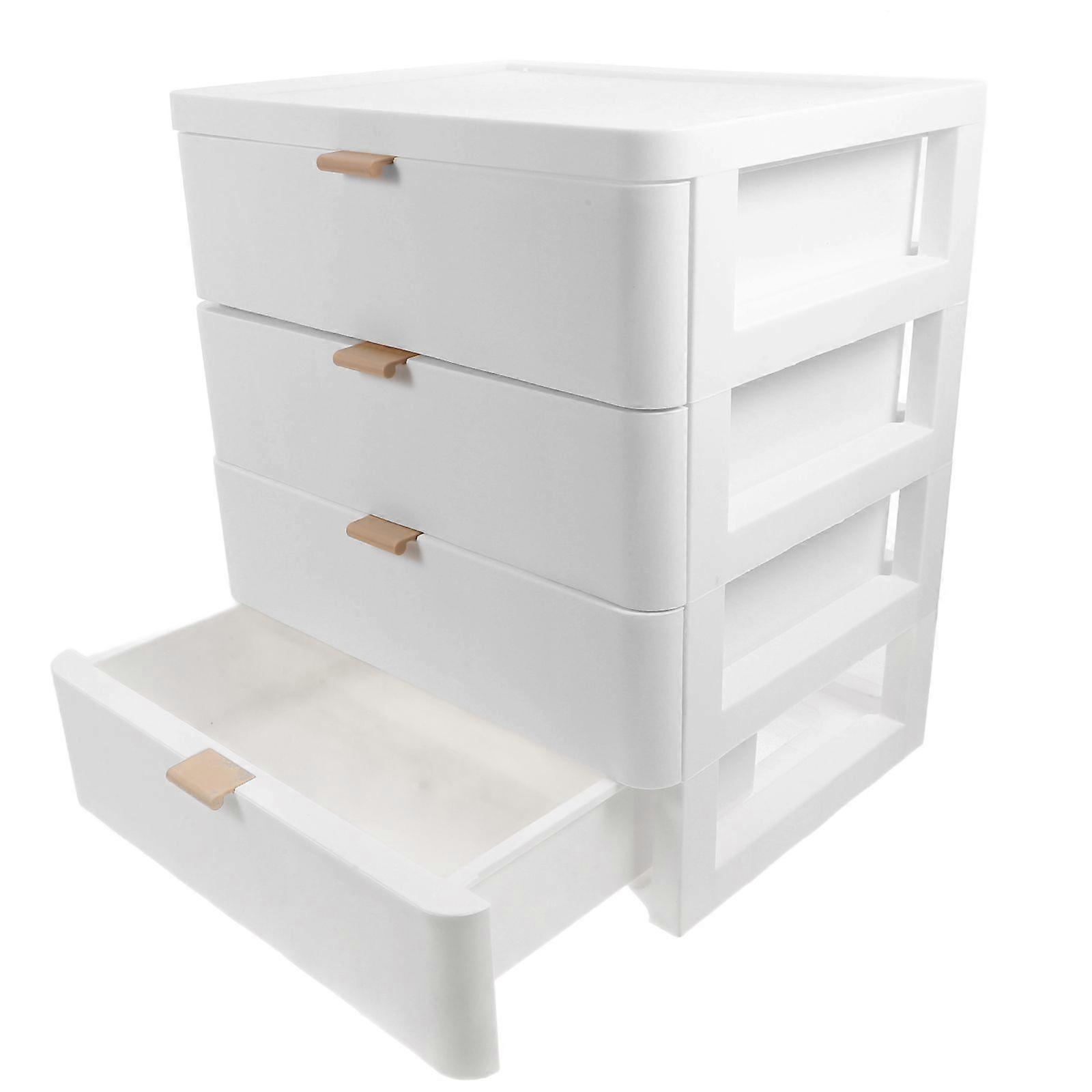 1PC Tabletop Storage Box Drawer Type Organizing Storage Box Makeup Box (White)