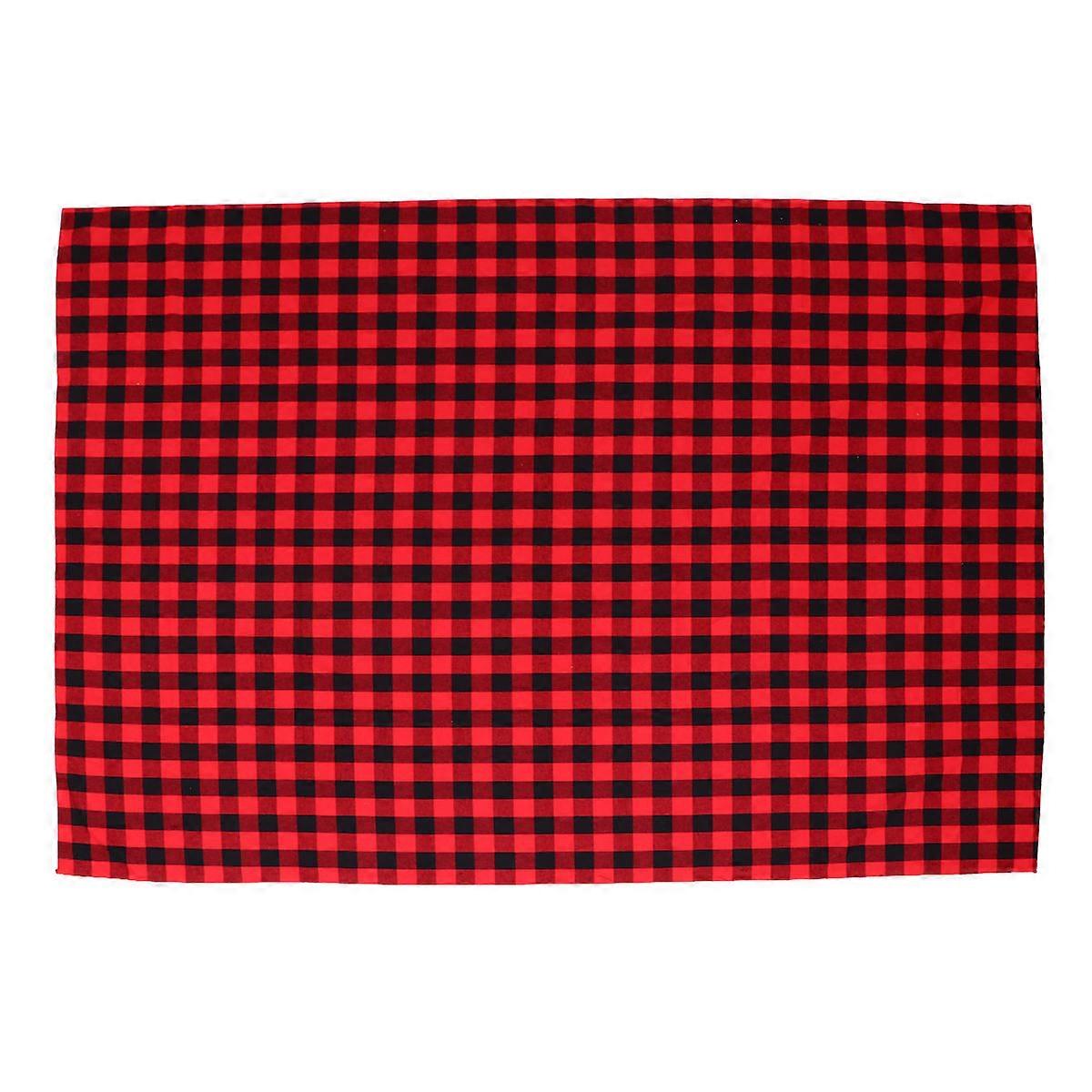 Festive Tablecloth Red Plaid Table Cover Picnic Use Polyester Cotton Blend Rectangular Dust Prevention 1Pack