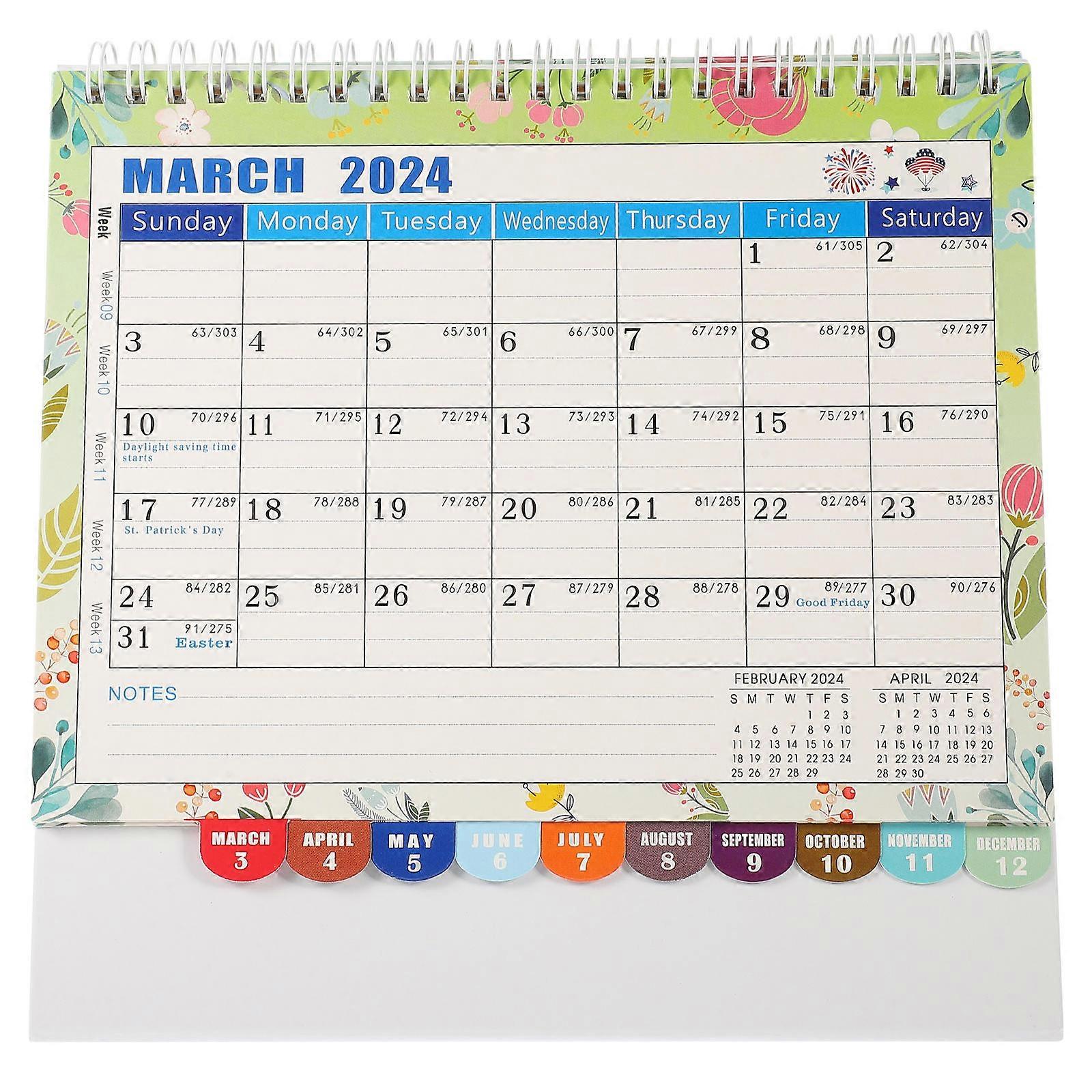 Tabletop Desk Calendar Academic Year Desk Calendar For Colleagues Students 20.5x20.5cm Planner Decor Accessory 1Pcs