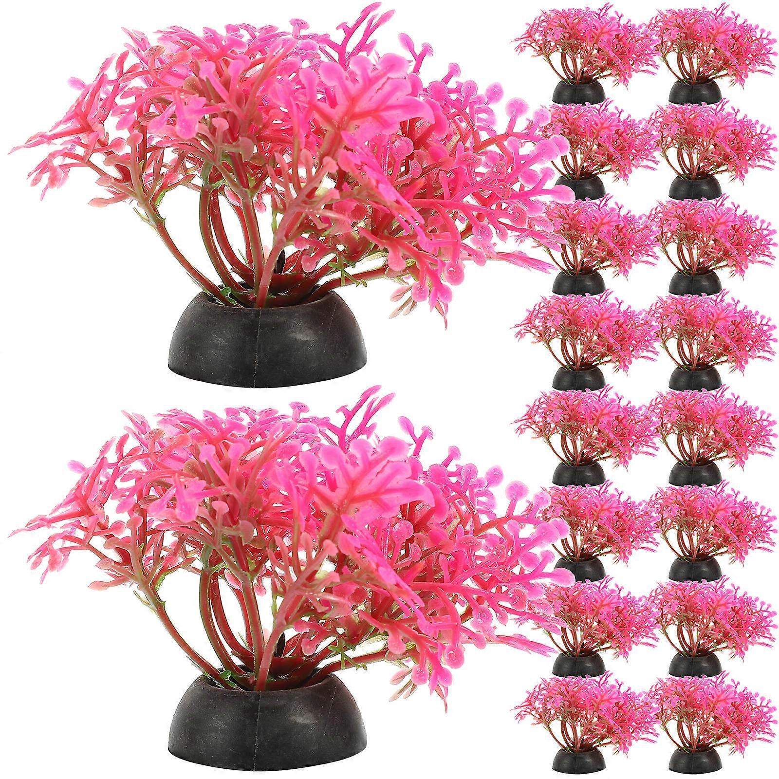 Fish Tank Props Aquarium Grass Artificial Lifelike Appearance Realistic Modeling Rosy 5.50X5.00X5.00CM Fish Tank Decor 20Pcs