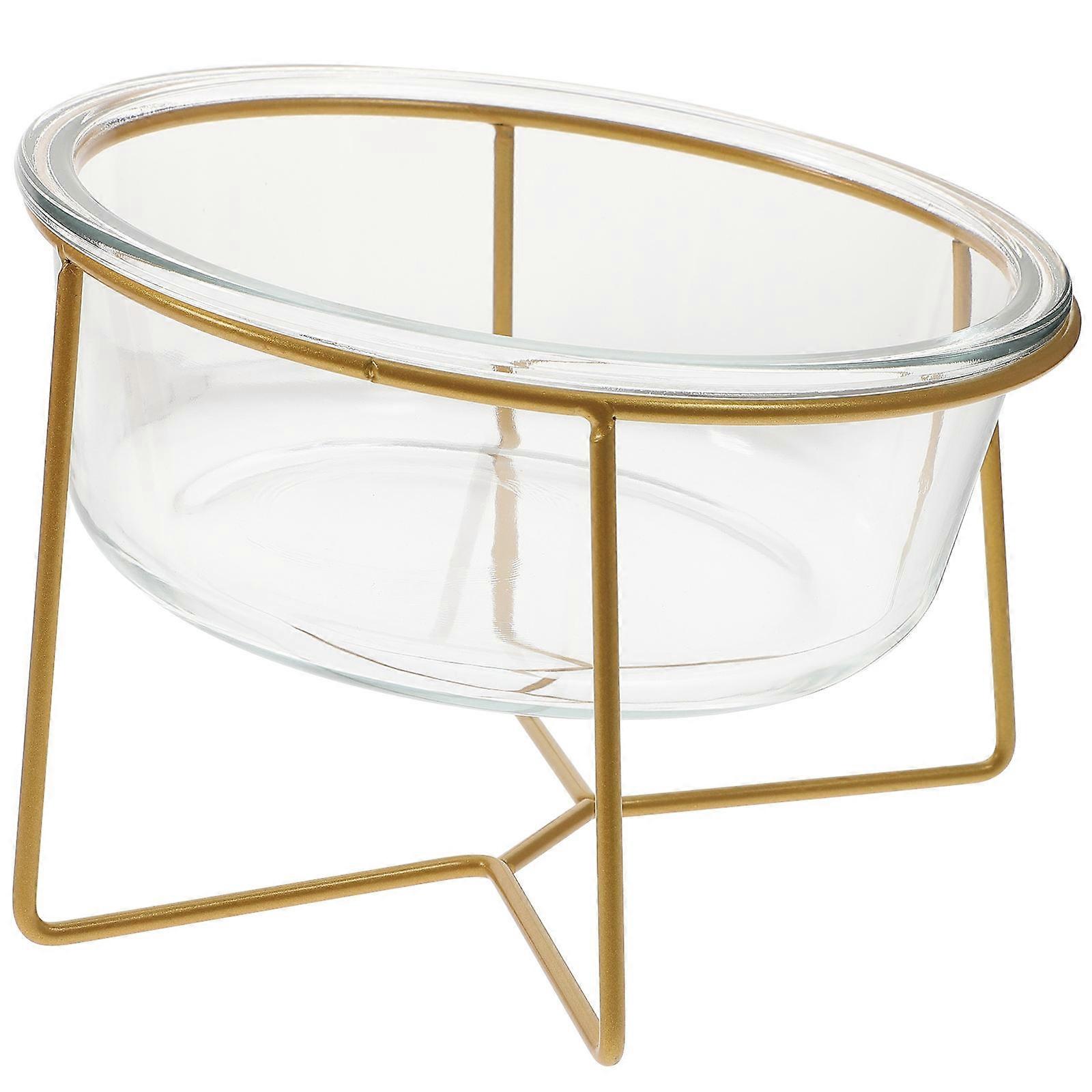 Dog Bowls With Stand Pet Feeding Bowl For Cat Feeding Time Golden 6.9X6.9X4.7in 1Set