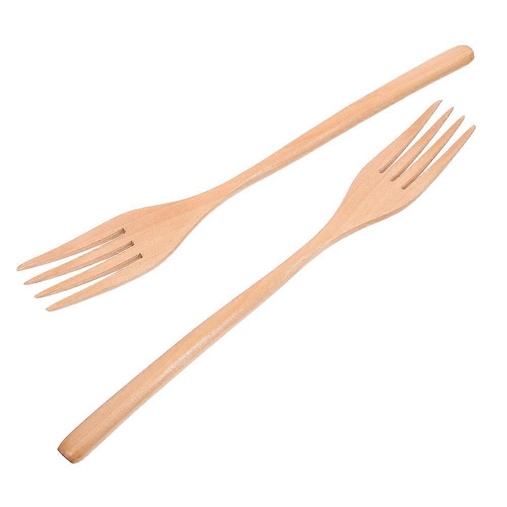 用于烹饪和食用的木叉 长木叉 2Pcs