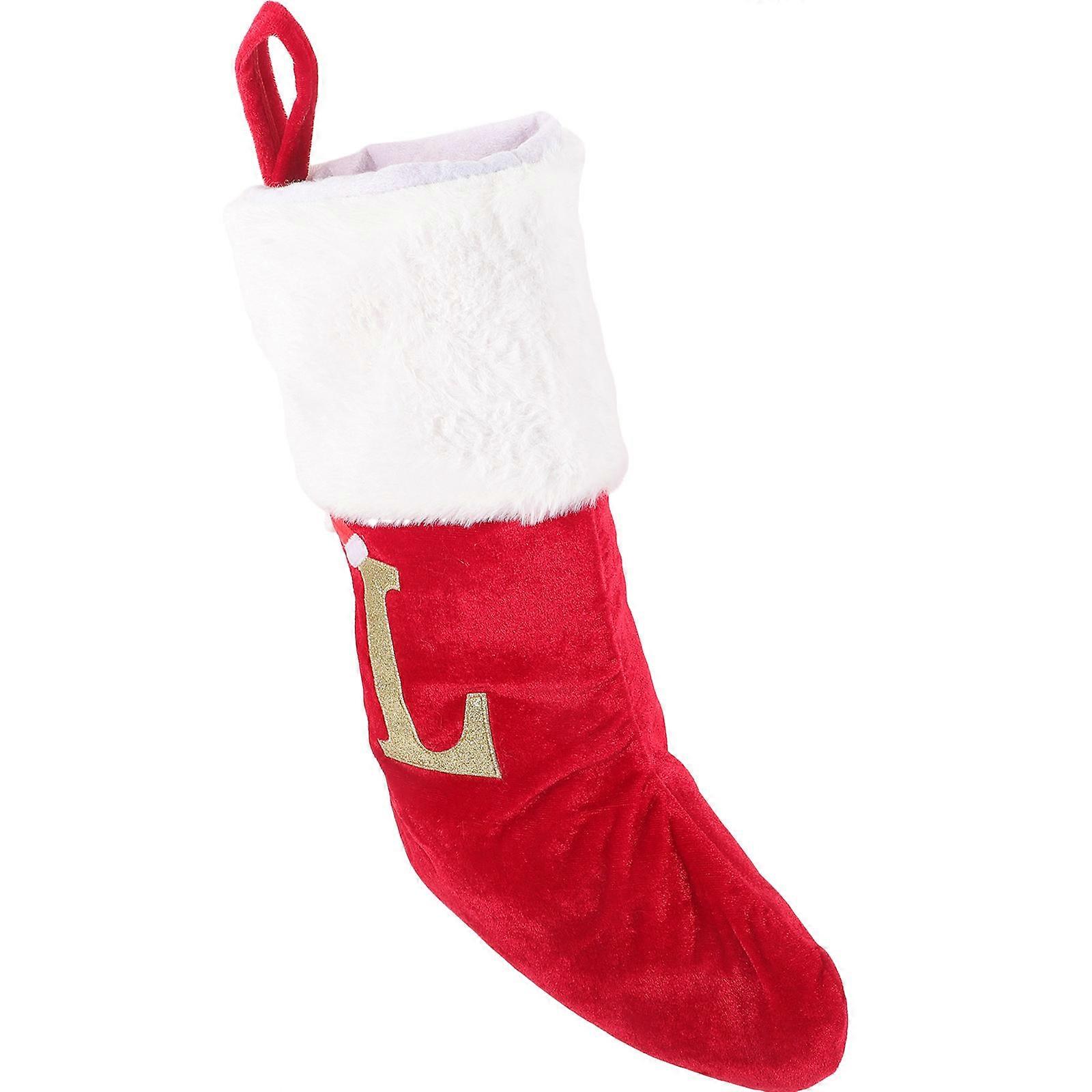 Red Initial Stocking Christmas Stocking Fireplace Hanging Multi 45x27.5cm Hanging 1Set