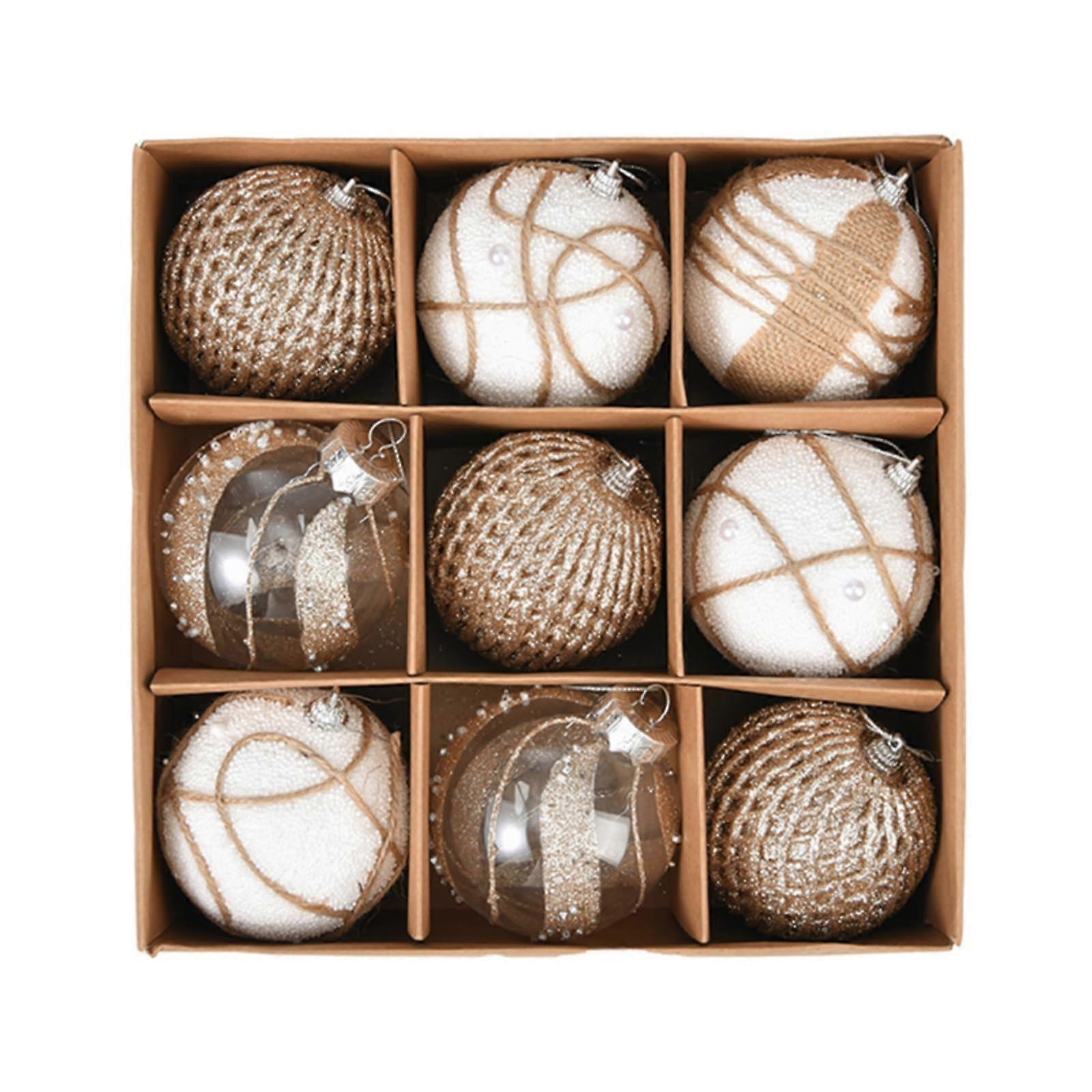 MW DasDesign Set of 9 Christmas Tree Baubles, 8 cm, 3 Elegant Designs