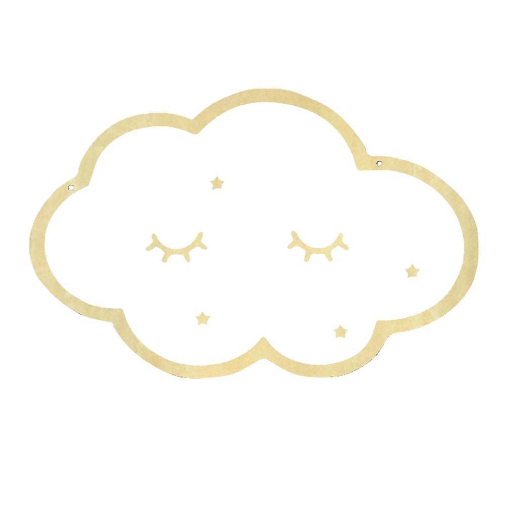 Wood Frame Wall Mirror Cloud Shape Plain Design Home Use Acrylic and Wood 28x18cm 1Set