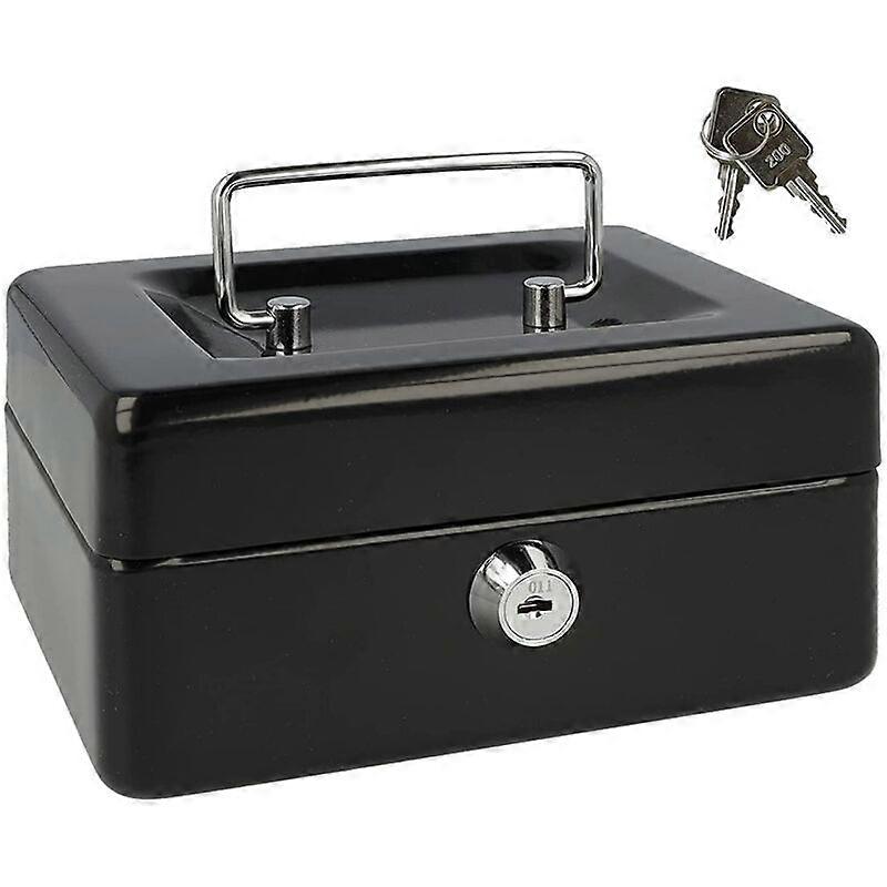 Lockable Metal Cash Box with Removable Coin Tray and Key Lock 150X120X8Mm