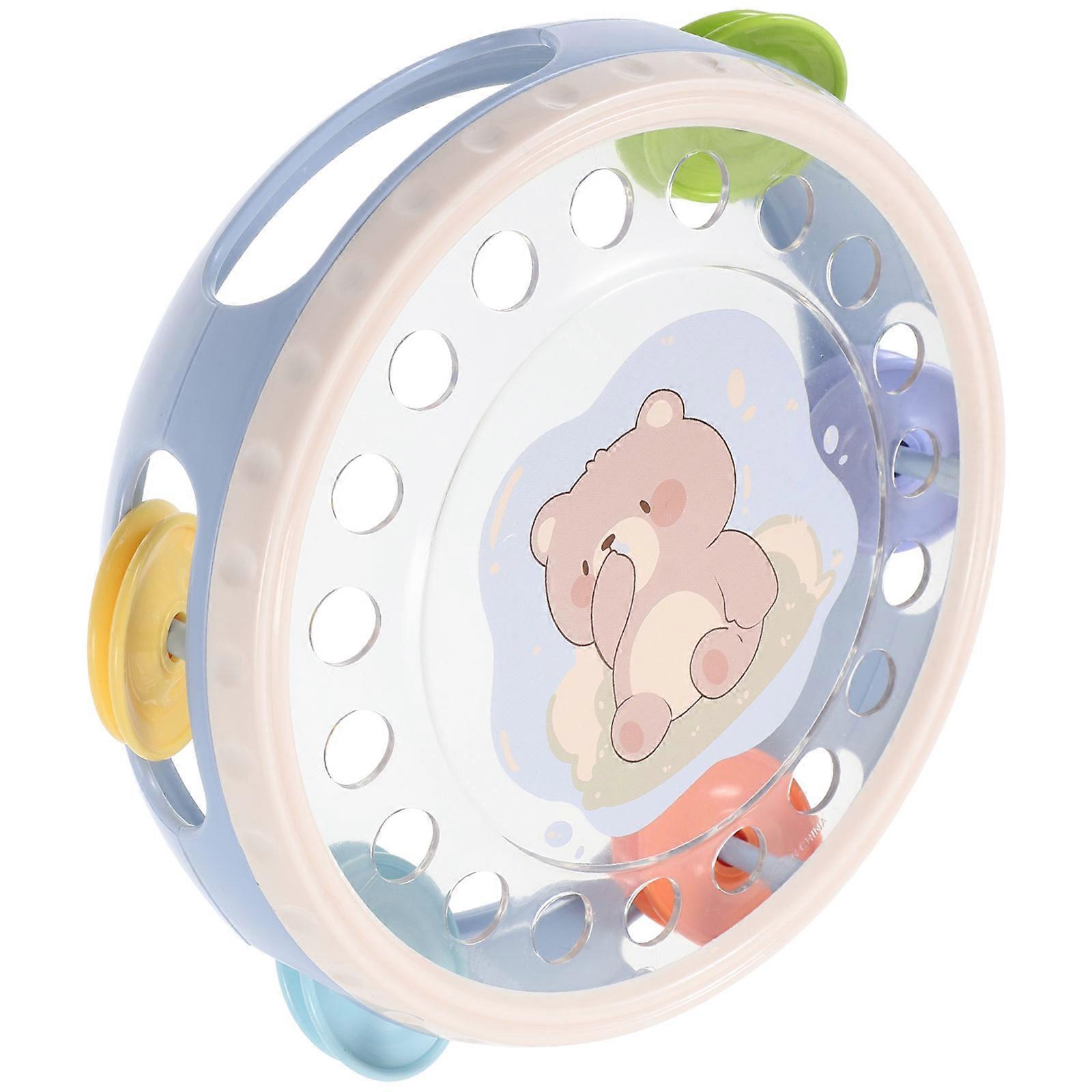Kids Tambourine Drum Bell Percussion Instrument Cartoon Bear Shape Assorted Color Hand Muscle Exercise 1Pcs