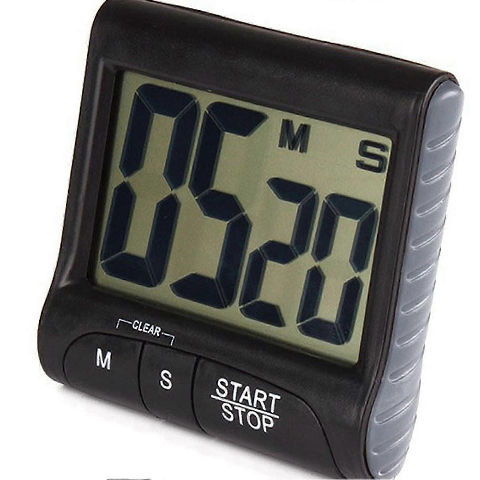 Black Digital Timer Large Screen Magnetic Timer with Stand Kitchen Stopwatch Adjustable Countdown Easy-to-Use Lightweight Durable Plastic No Batteries