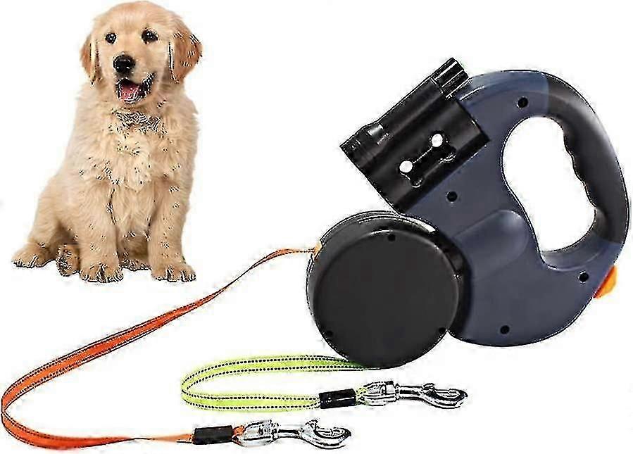 Retractable Double Dog Leash, 3m Double Dog Leash For Two Dogs Flexible Double Dog Leash With Non-slip Handle, For Small And Medium Dogs