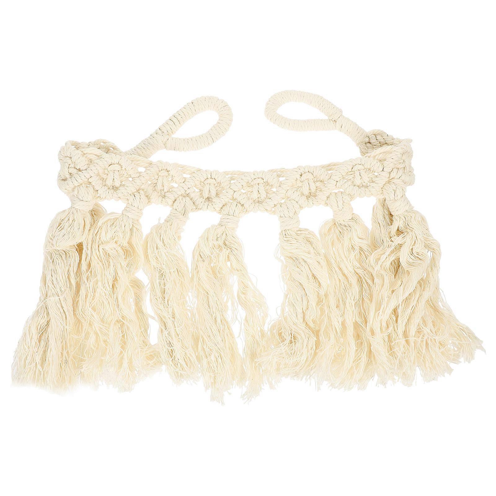 Macrame Curtain Tie Backs Adjustable Curtain Fixing Belt Household Curtain Accessory White 55x15cm 1Pack