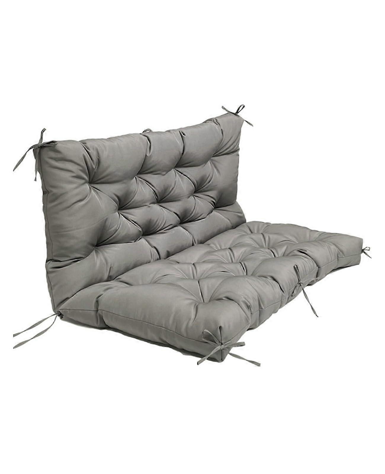 Outdoor swing seat cushion, gray bench cushion with backrest for 2 and 3seater swing chairs, 100 x 100 cm