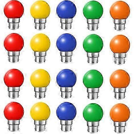 Lot de 20 ampoules led couleur b22 ampoules ba ?onnette 2w Rouge, Jaune, Orange, Vert, Bleu, Incassable (quivalence 20W) 26FBPBQ4XJ