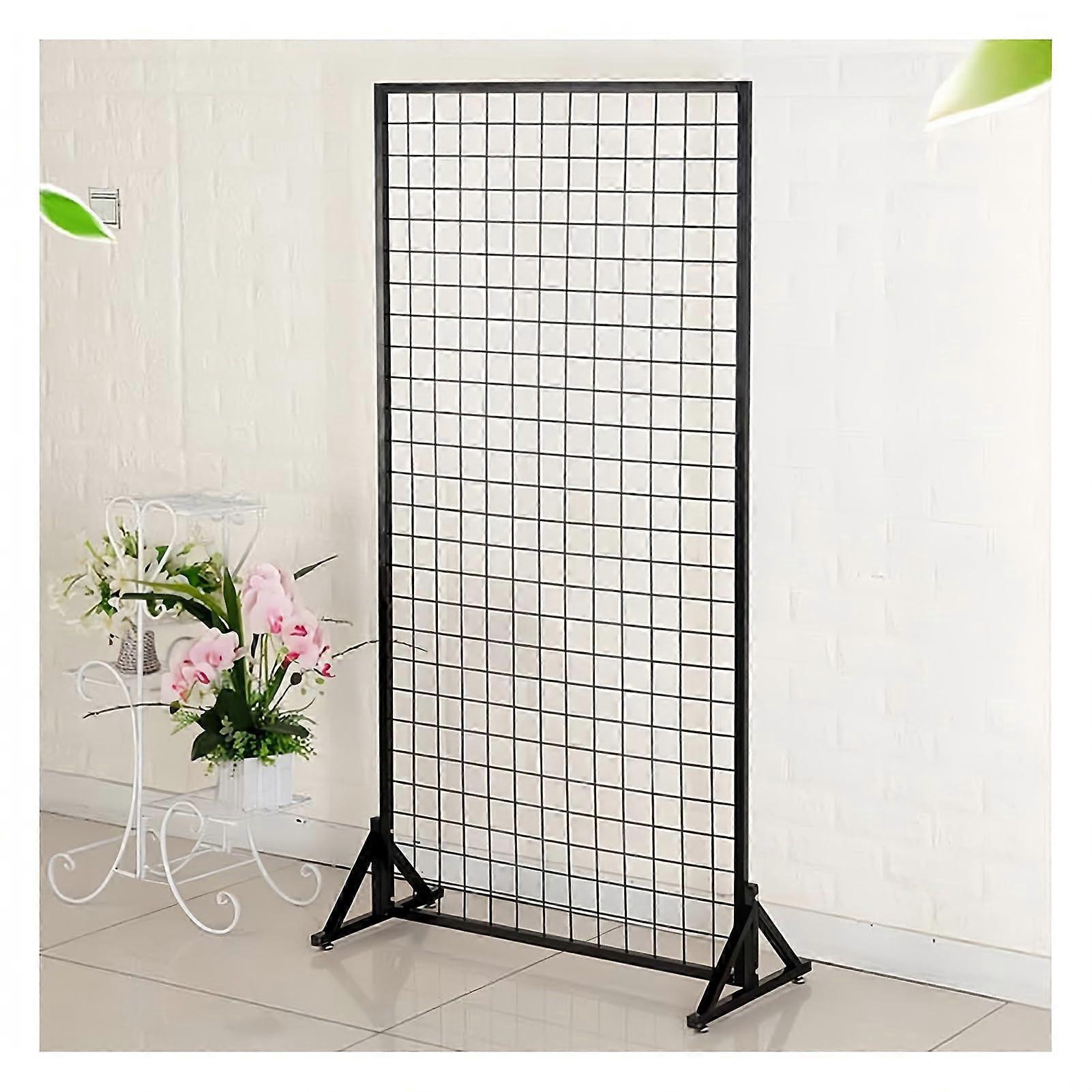 Grid Wall Panels Tower with Wheel Art Display Stand Display Divider Grid Mats for and Craft Fair 100X60CM Black