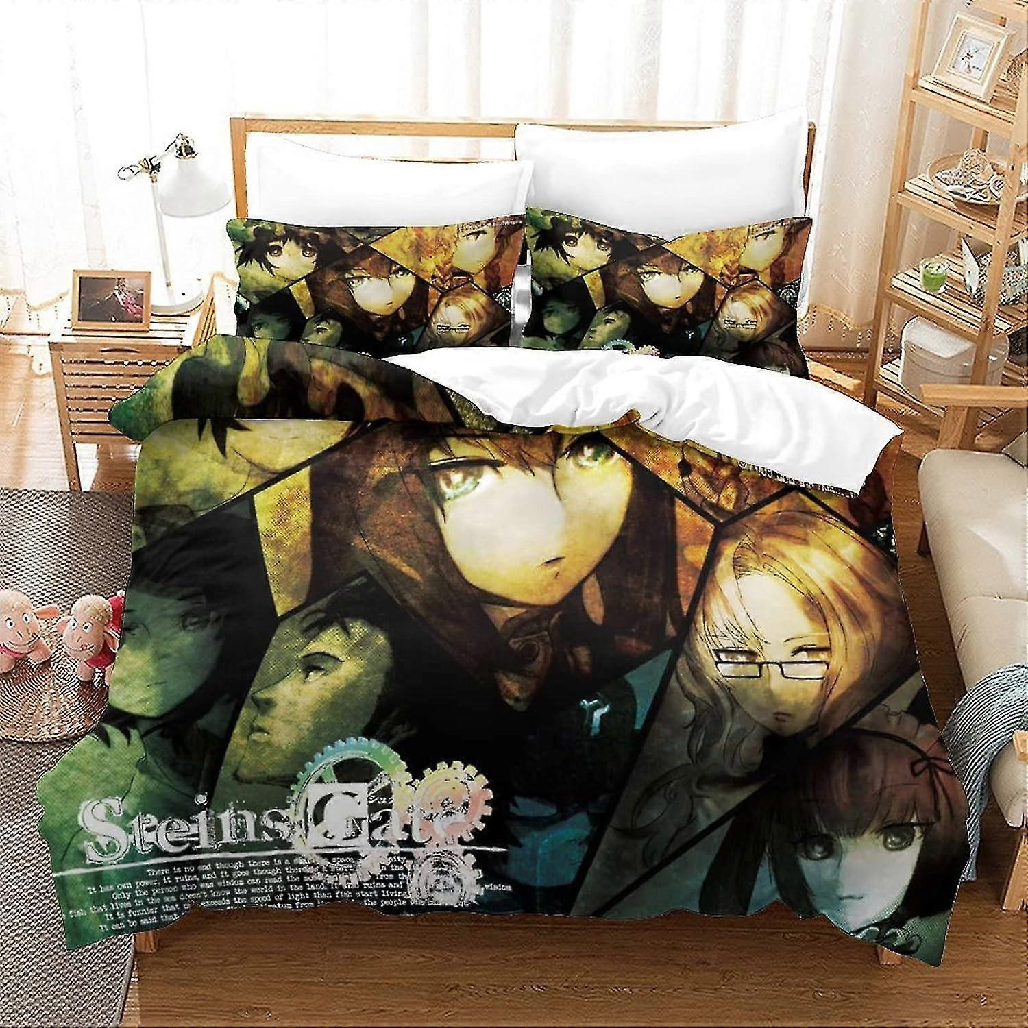Anime Characters Bedding Duvet Cover Set Soft Microfiber Quilt Cover Set with Zipper Closure and Pillow Shams Suitable for Certain Brand