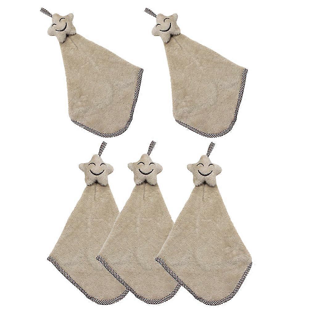 Hanging Towel Small Square Towel For Bathroom Home Users Beige Absorbent 5Set