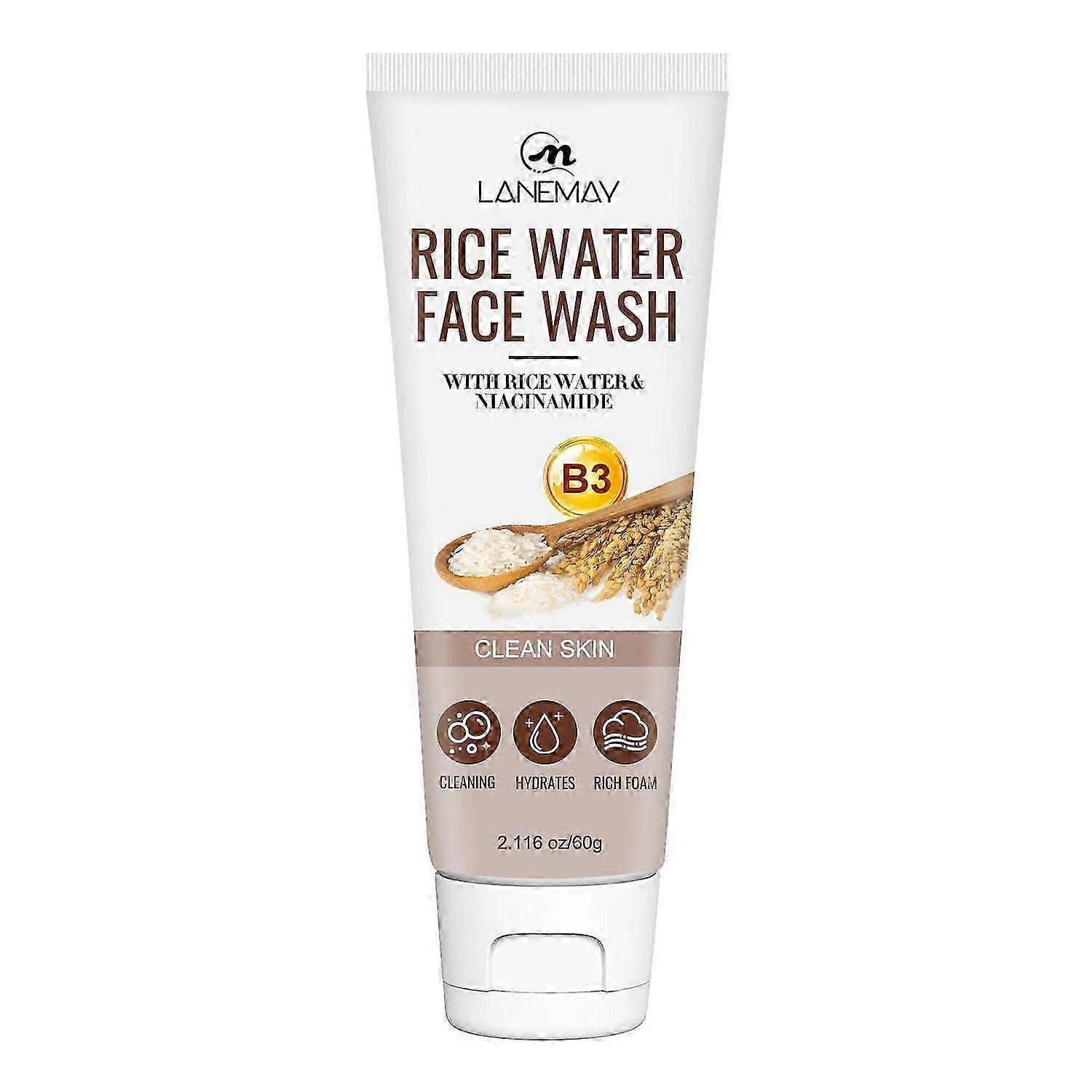 Rice Foaming Cleanser - Rice Face Wash for Oily Skin - Gentle Face Cleanser, Deep Cleansing Pores, Gentle Exfoliation, Moisturizing, Oil Control