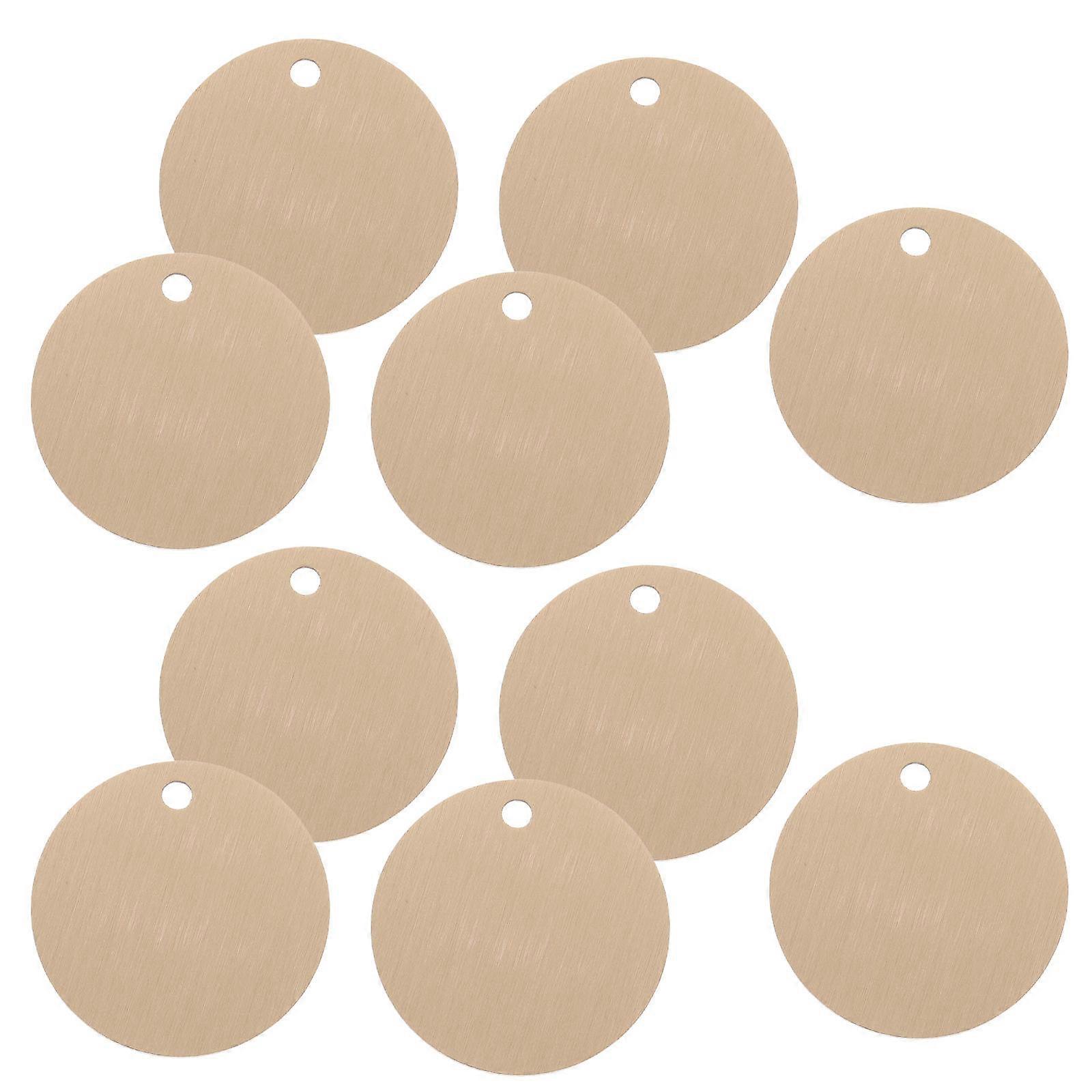 Metal Round Tags 10Pcs Golden Brass Tags with Hole for Versatile Use Decor