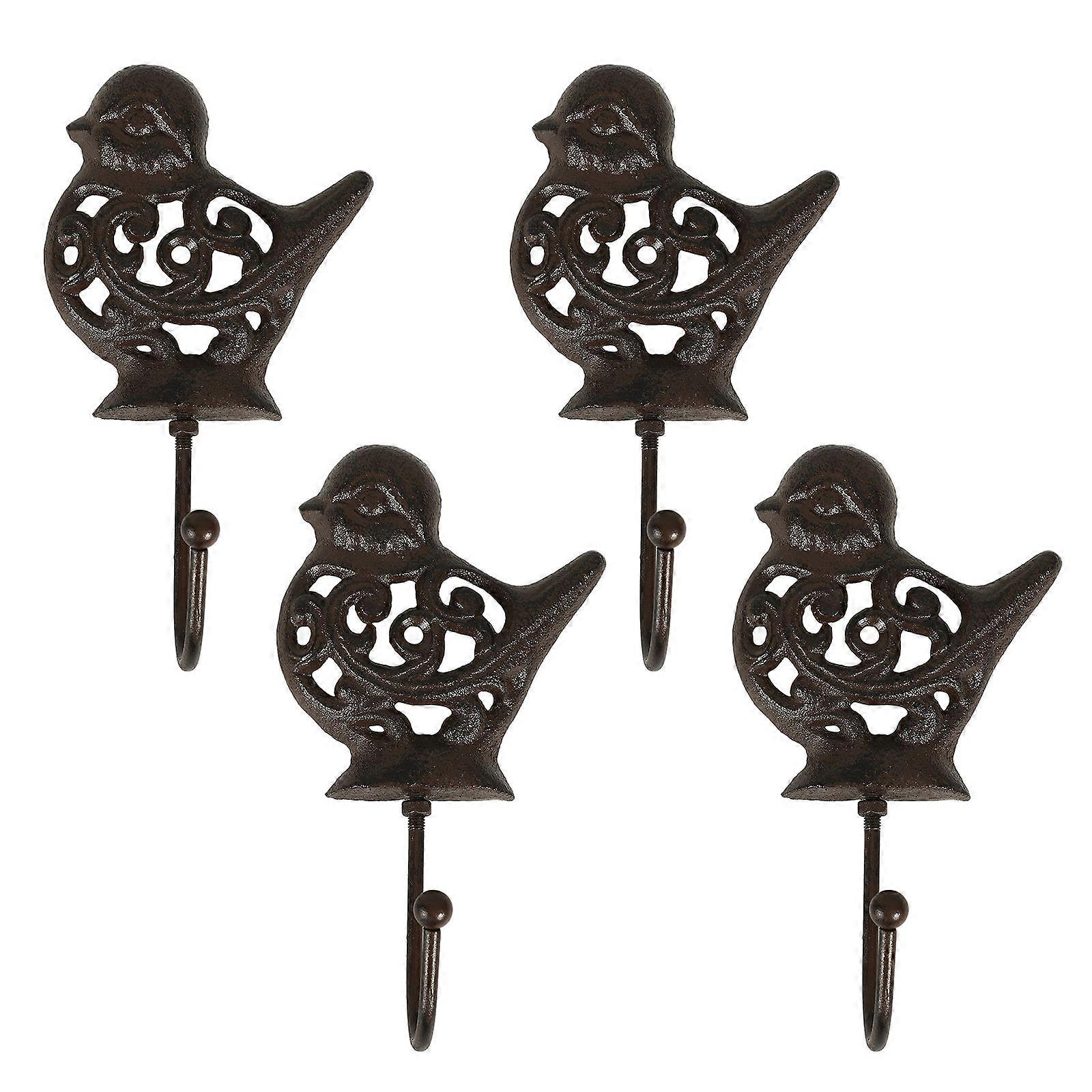 Iron Hooks For Coats Strong Bearing Capacity Coffee Color 17.00X9.50X6.00CM 4Pcs