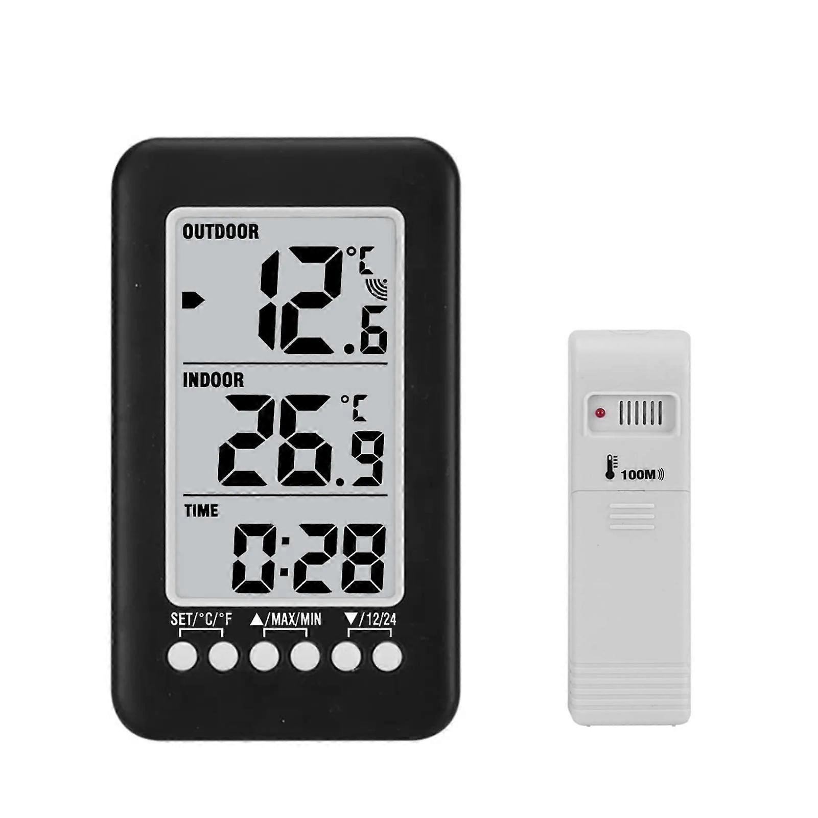 LCD Digital Wireless Indoor/Outdoor Thermometer Clock Temperature Meter