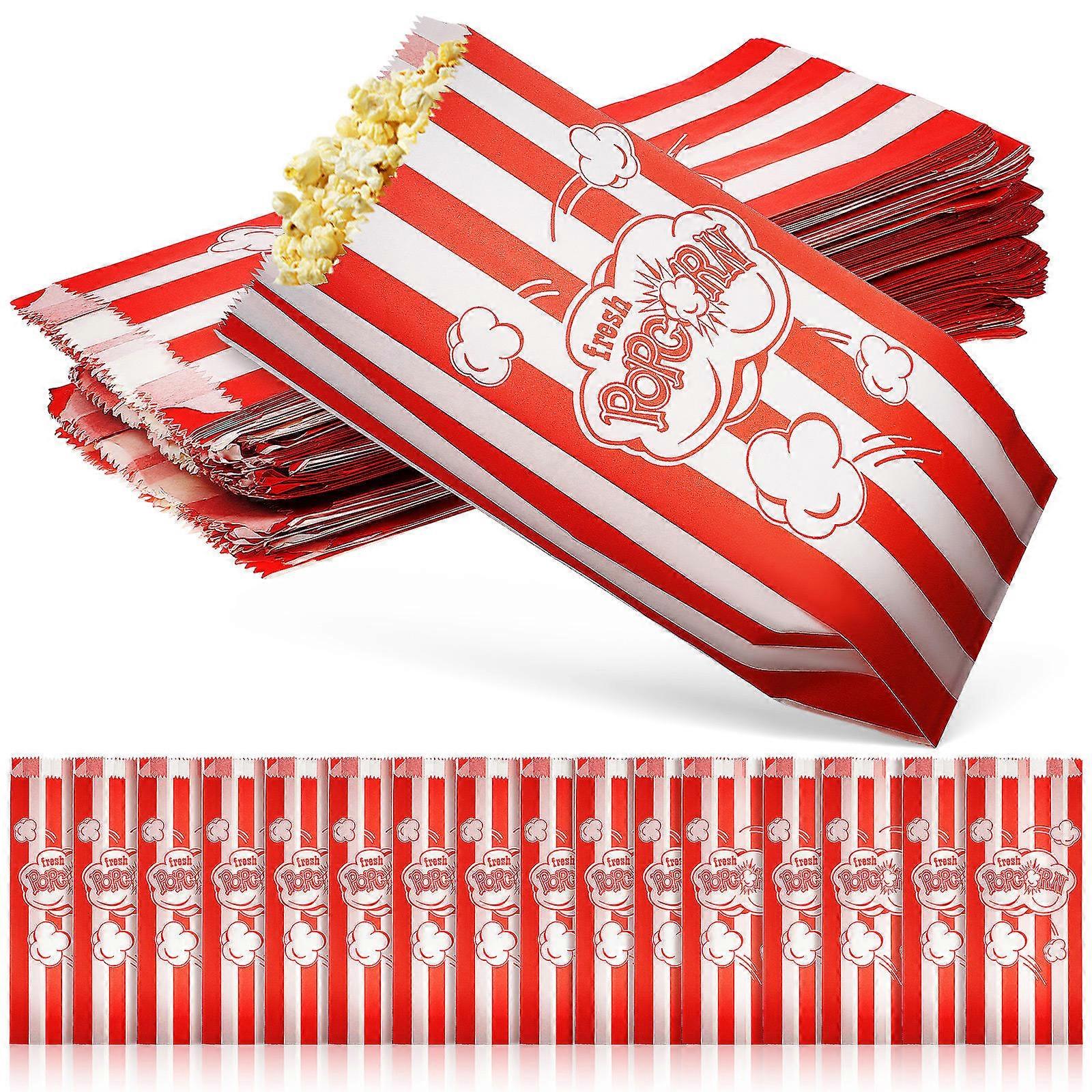 100pcs Stripe Patterned Treat Bags for Popcorn, Candy & Snacks – Ideal for Parties, Carnivals & Events
