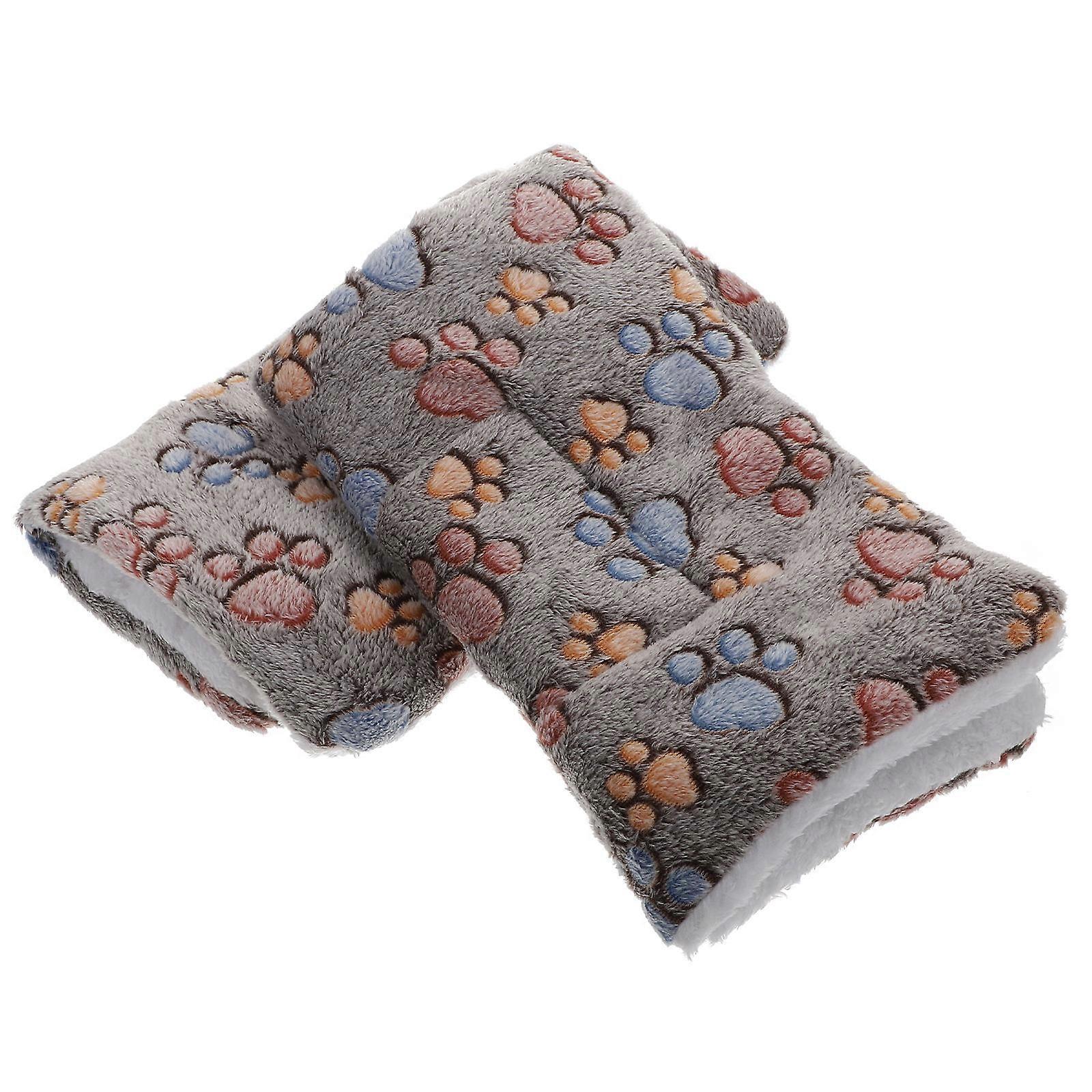 Pet Sleeping Mat Warmth Indoor Use Grey Rectangular 2Pcs