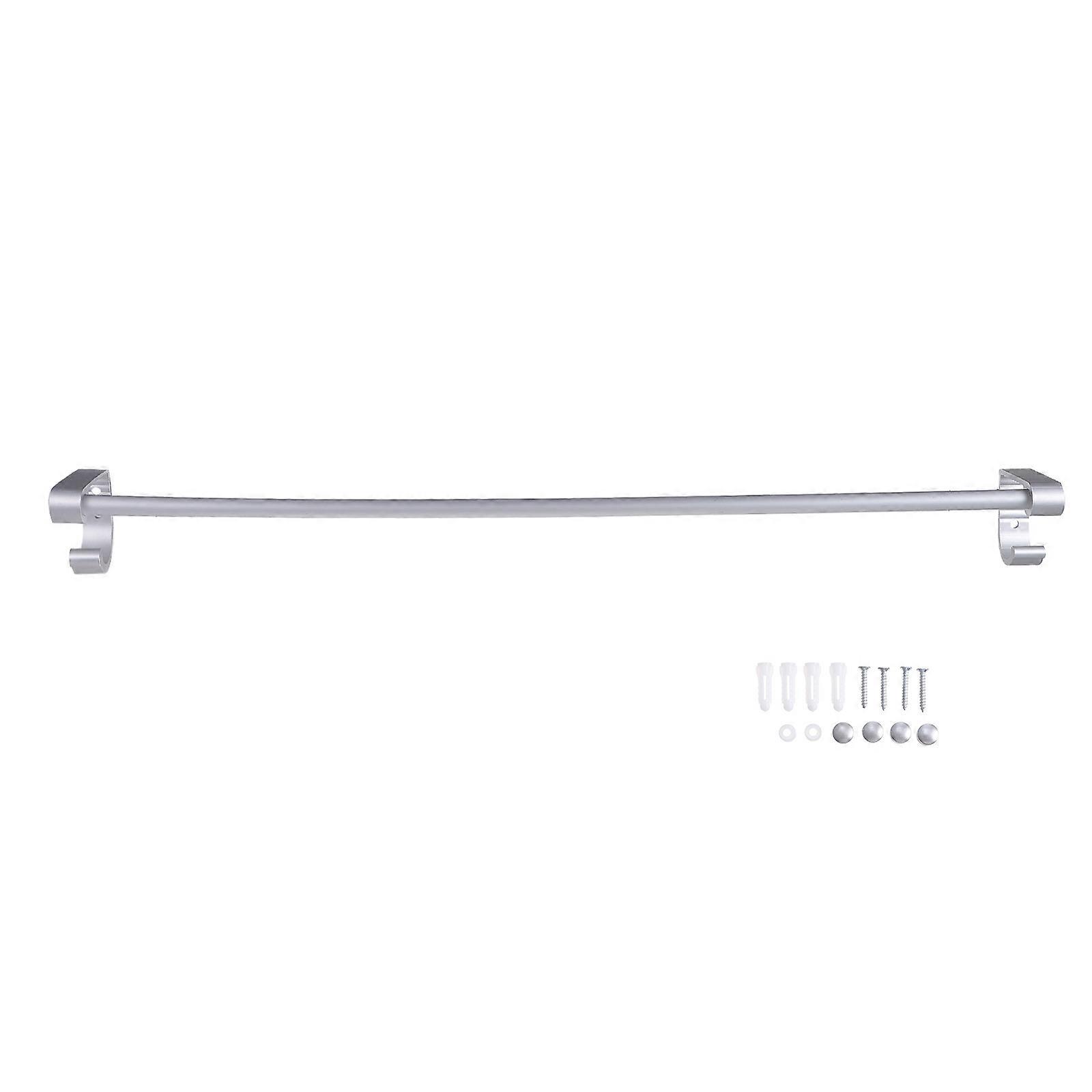 Aluminum Towel Rack Set with Hooks for Home Use Sturdy Lightweight Silver Tone