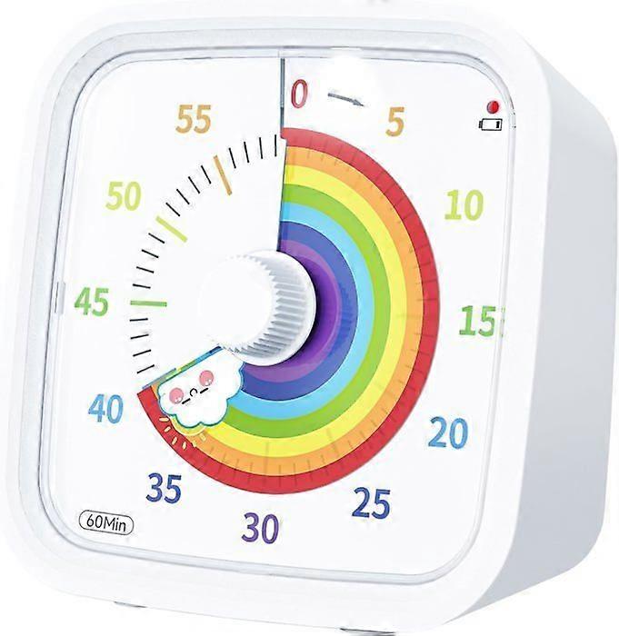 Timer Writing Job Time Manager Visualization Chronograph Timer Kids 60 Minute Countdown White Rainbow