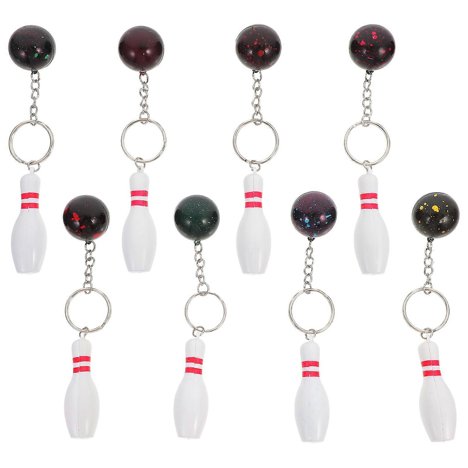 Bowling Keychains with Assorted Colors for Hanging Keys Made of Synthetic Material 8 Pieces